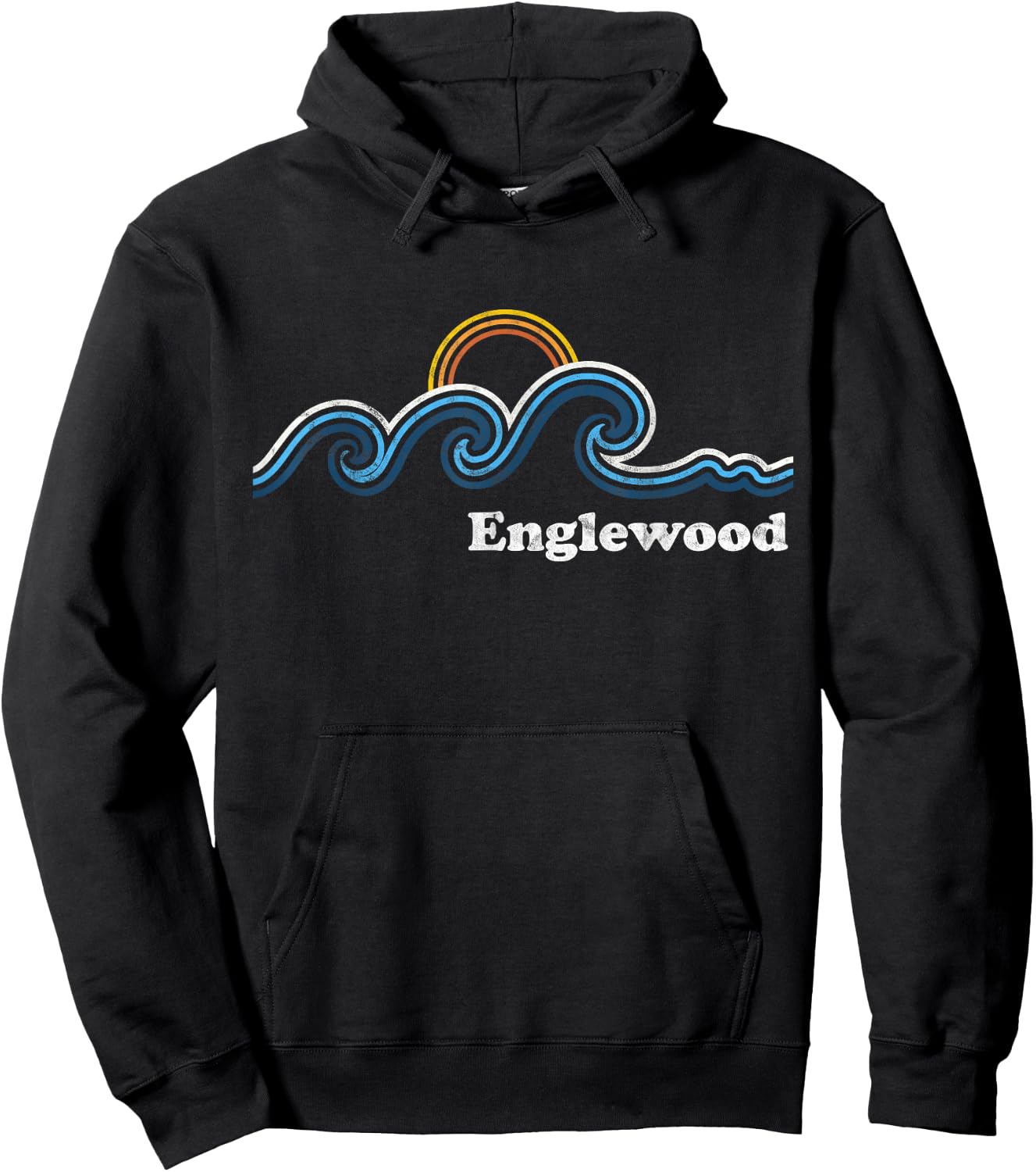 Retro Englewood Florida FL Vintage Beach Surf Hoodie - Hoodie | Black