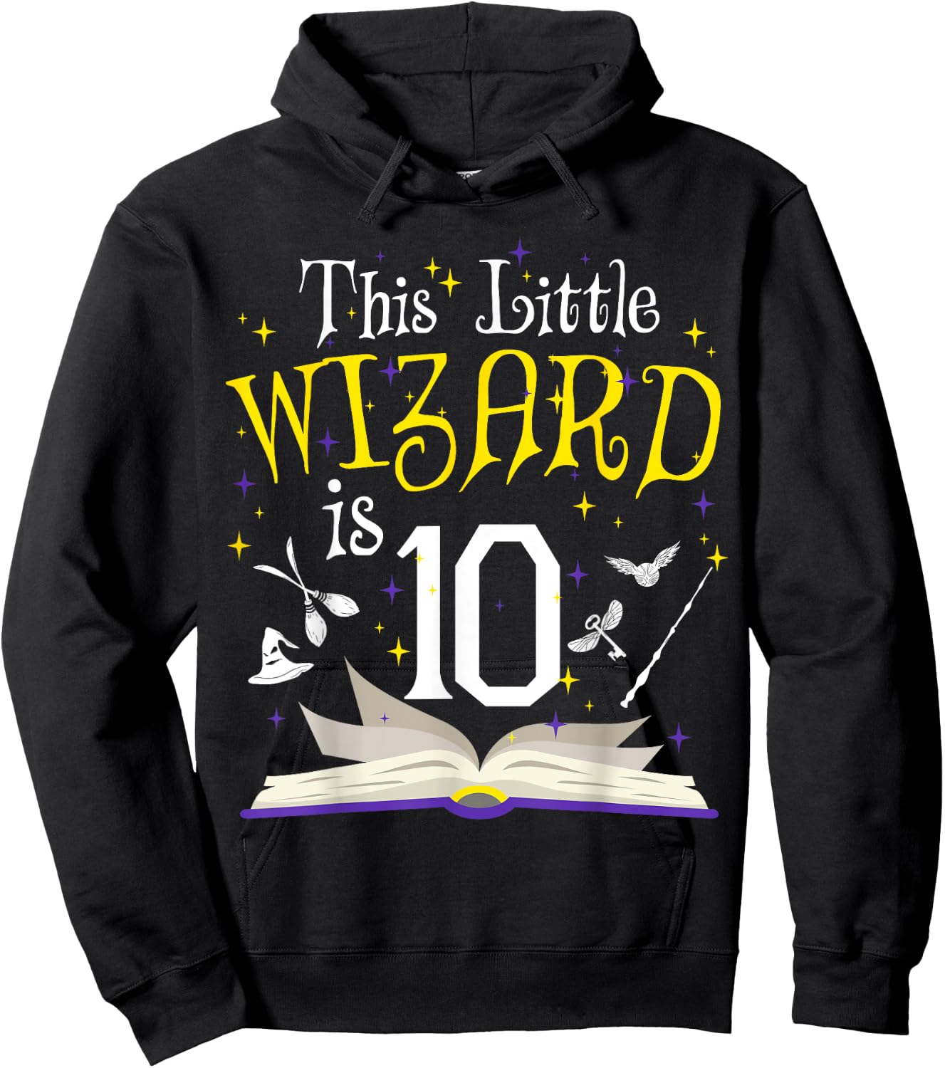 10th B-Day Magic Wizard 10 Year Old Birthday Matching Family Hoodie - Hoodie | Black