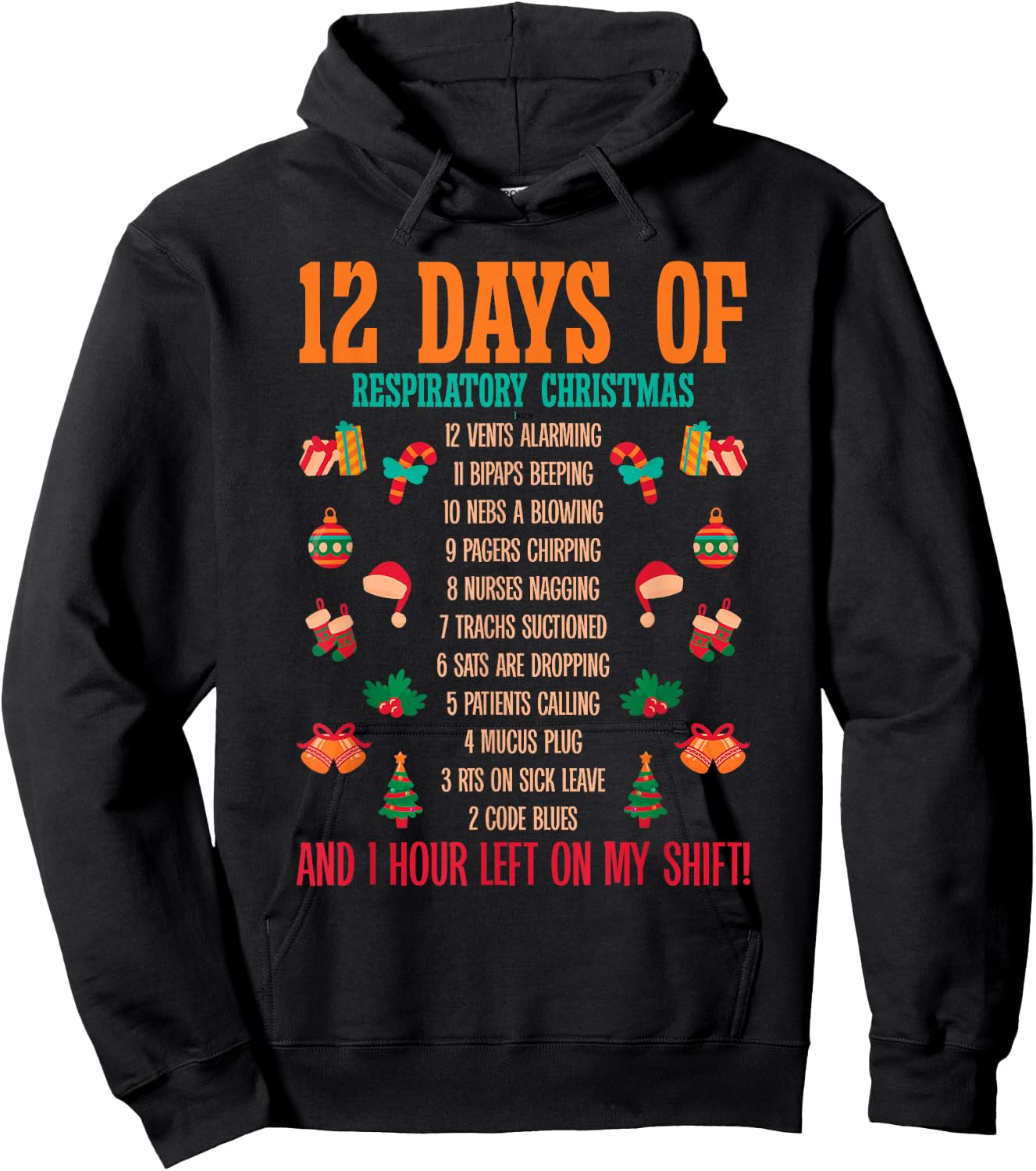 12 Days Of Respiratory Therapist Christmas RT Therapy Xmas Hoodie - Hoodie | Black