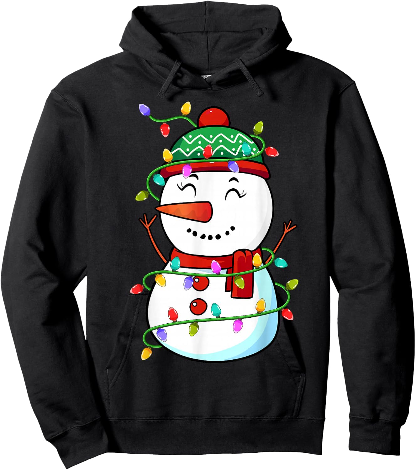 Funny Snowman Christmas Xmas Light - Snowman Christmas Hoodie - Hoodie | Black