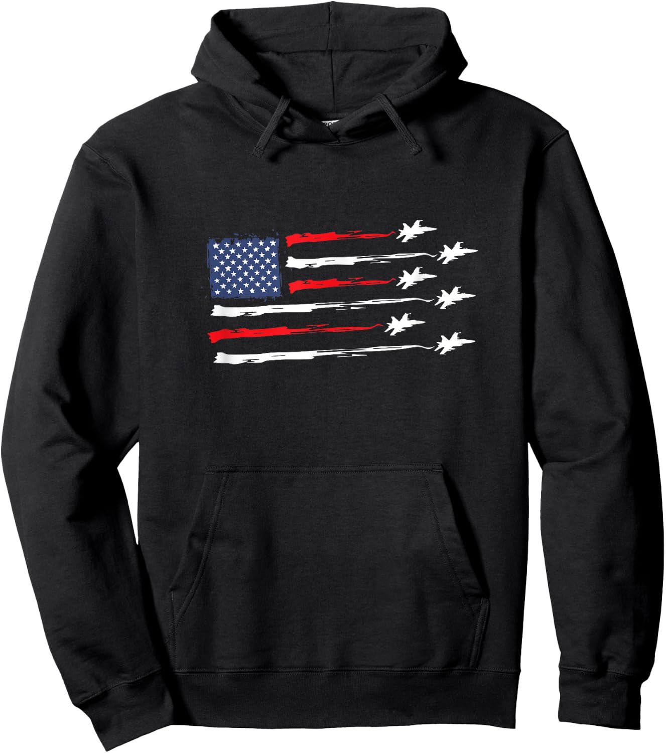 American Flag Fighter Jet 4th ofJuly for Patriotic Veterans Hoodie - Hoodie | Black