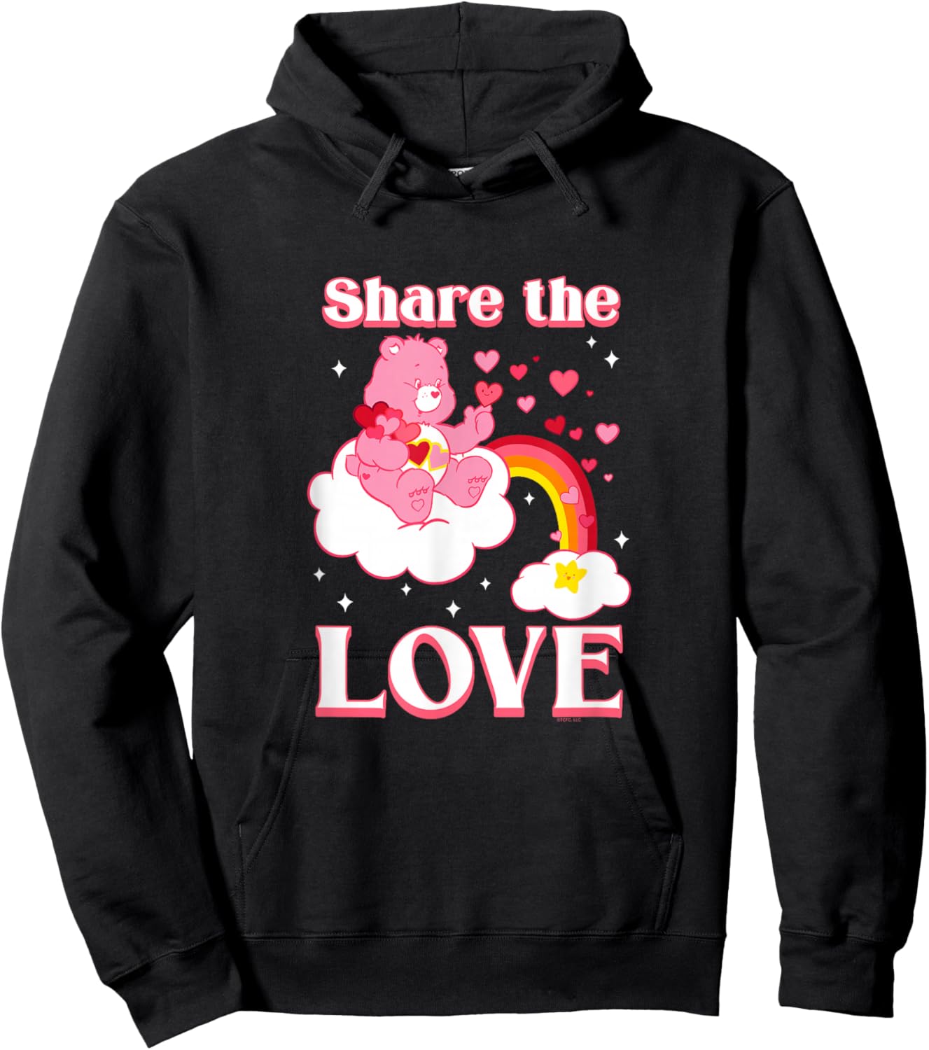 Care Bears Share The Love Love-A-Lot Bear Retro Cartoon Hoodie - Hoodie | Black