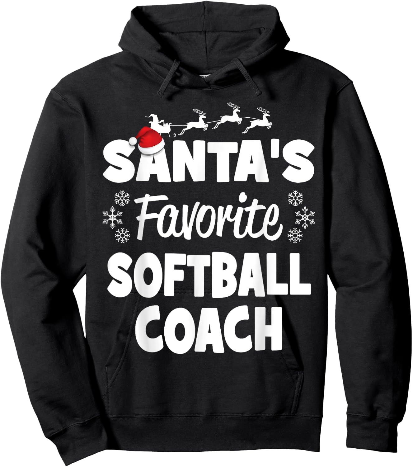 Santa's Favorite Softball Coach Funny Christmas Matching Hoodie - Hoodie | Black