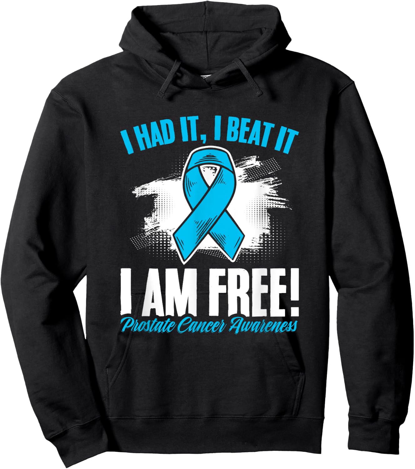 Beat I'm Free Light Blue Ribbon Prostate Cancer Awareness Hoodie - Hoodie | Black