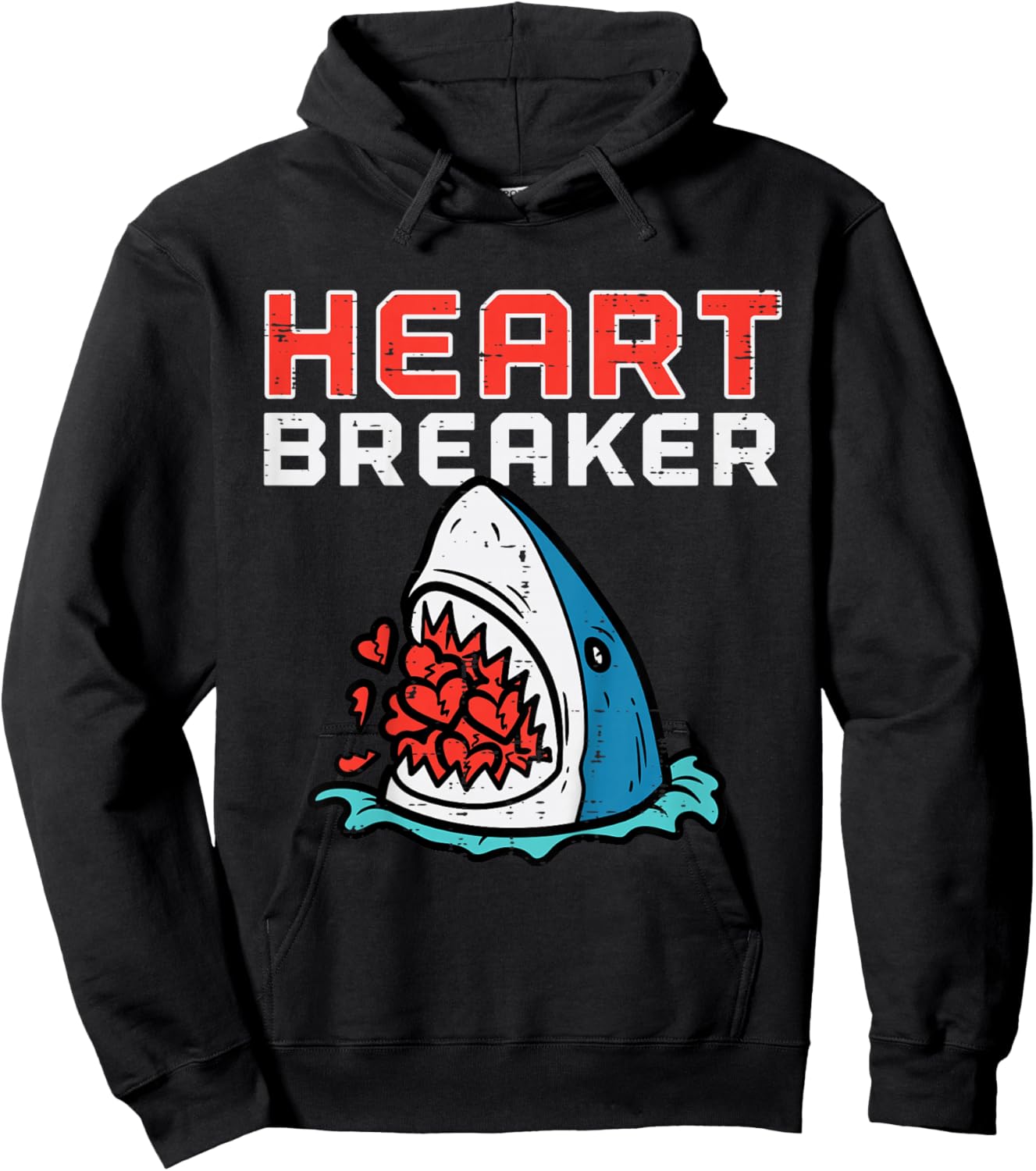 Kids Valentines Day Shark Heart Breaker Boys Kids Baby Toddlers Hoodie - Hoodie | Black