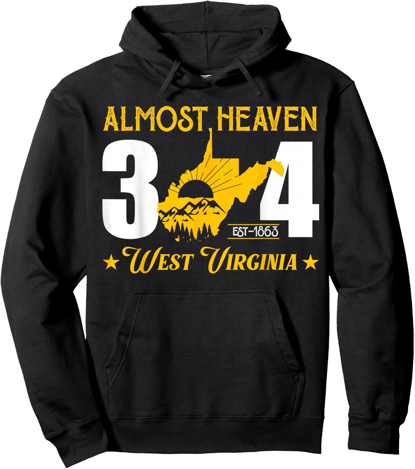 Almost Heaven 304 West Virginia Map Hoodie - Hoodie | Black