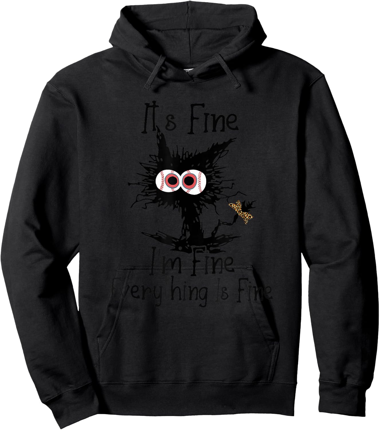 Bleached Baseball Mom Messy cat Softball Mom Mother's Day Women Kids Hoodie - Hoodie | Black