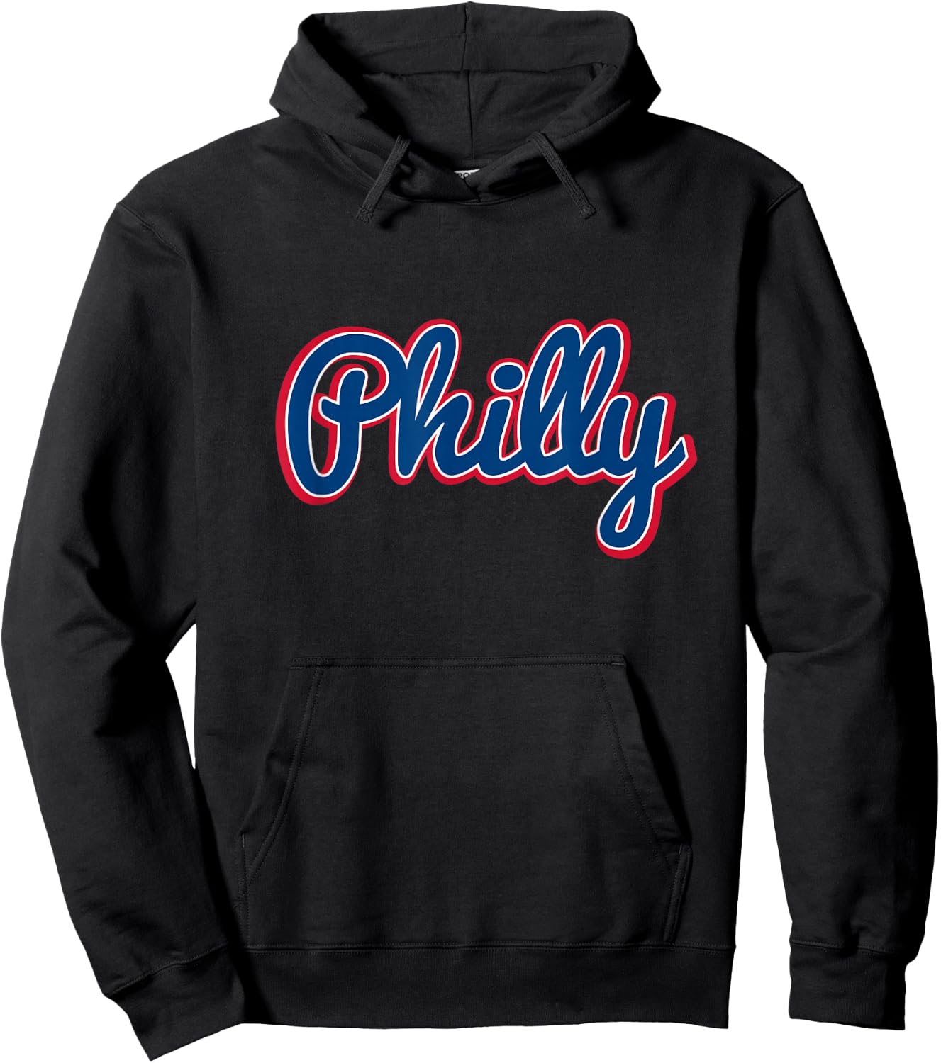 Script Philly Logo Philadelphia PA Blue Red & White Logo Hoodie - Hoodie | Black