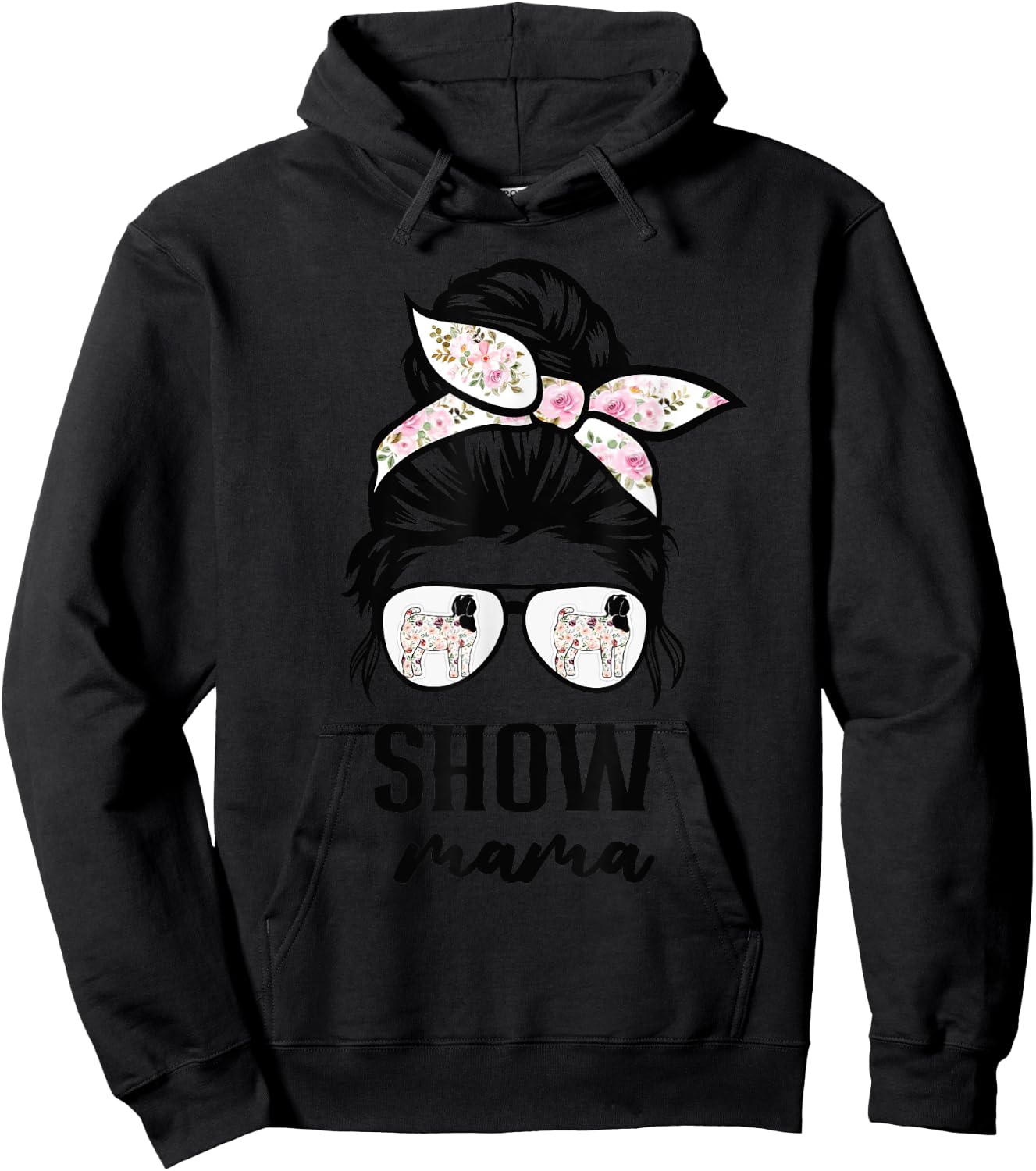 goat show mom goat Boer show mama flower Hoodie - Hoodie | Black