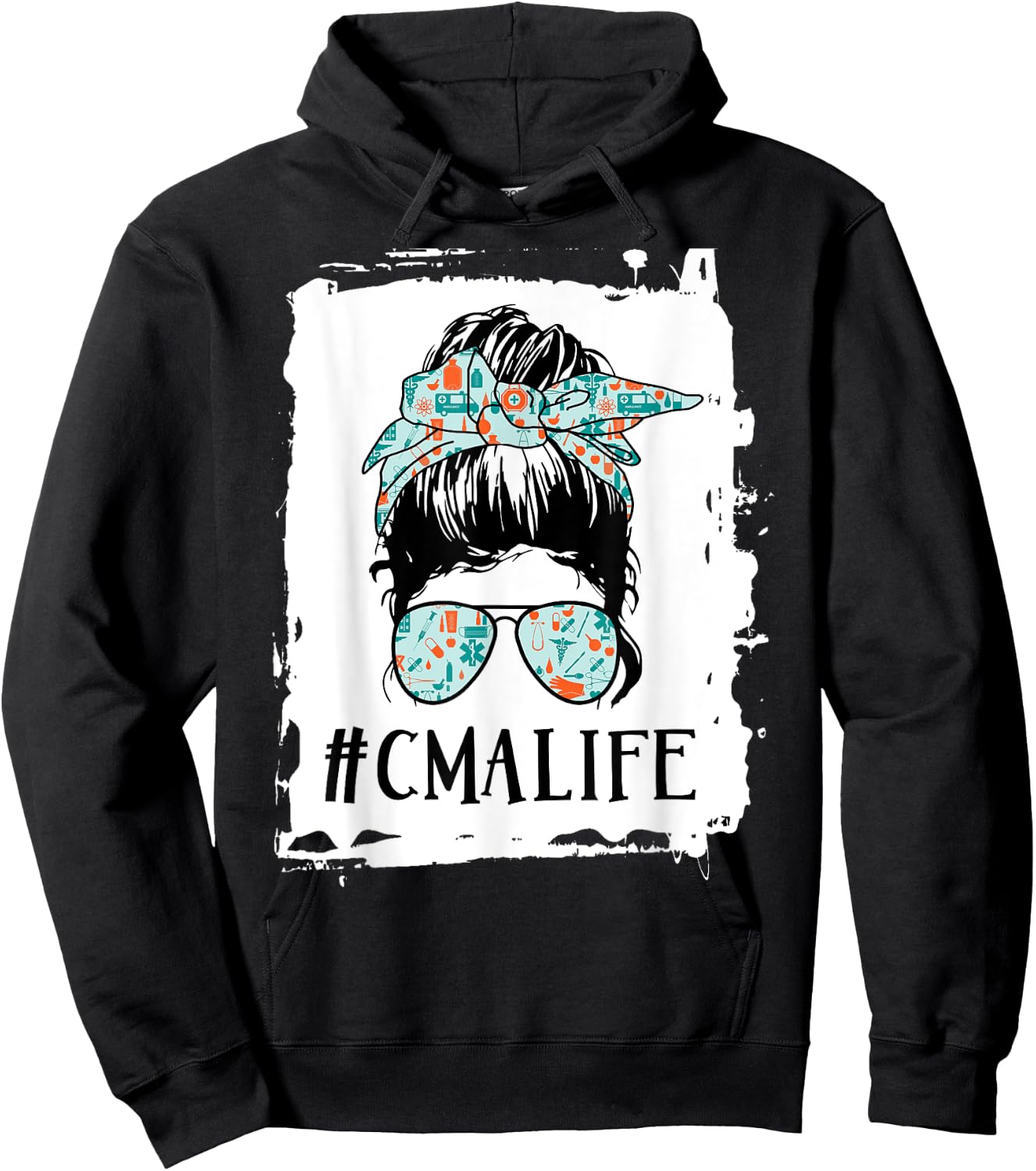 CMA life Messy Bun Certified Medical Assistant Hoodie - Hoodie | Black