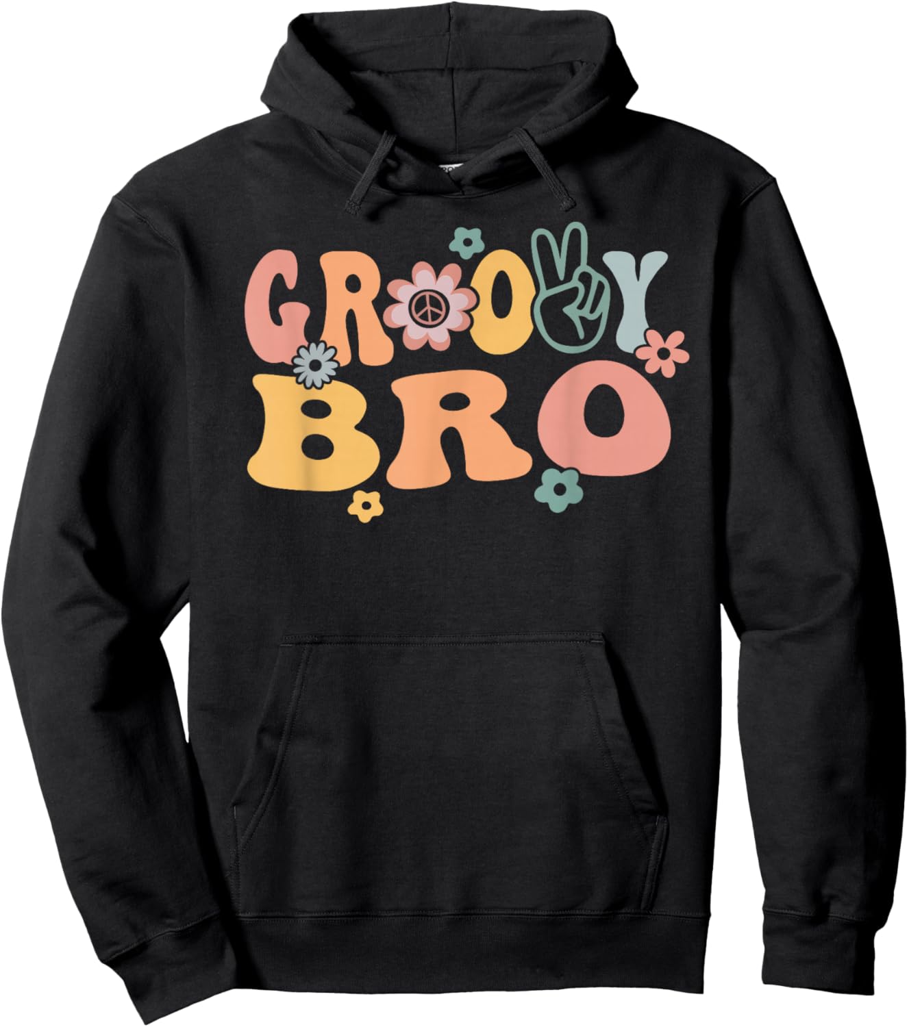Groovy Bro Retro Brother Matching Family 1st Birthday Party Hoodie - Hoodie | Black