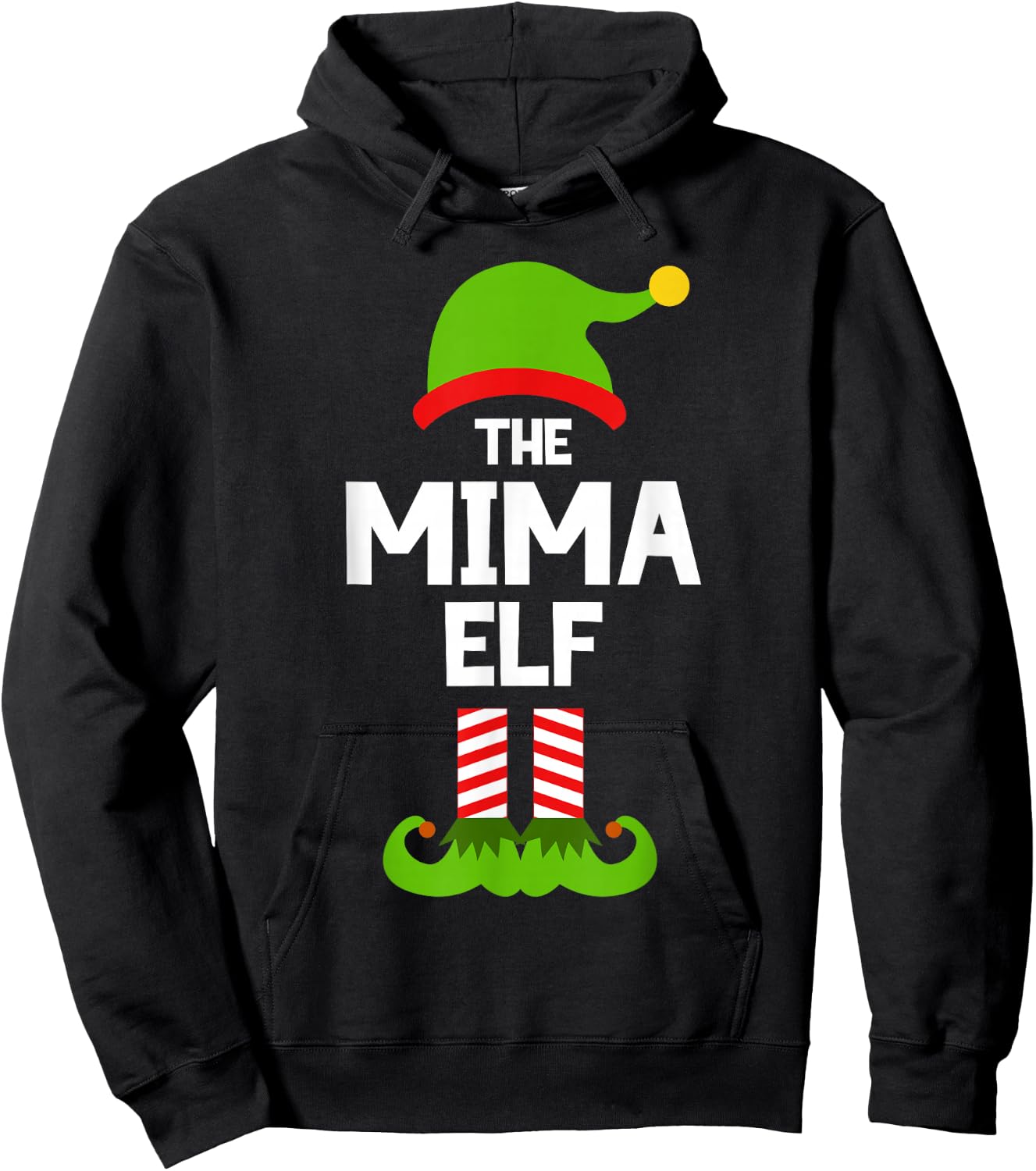 Family Mima Elf Christmas Matching Pajama Funny Hoodie - Hoodie | Black