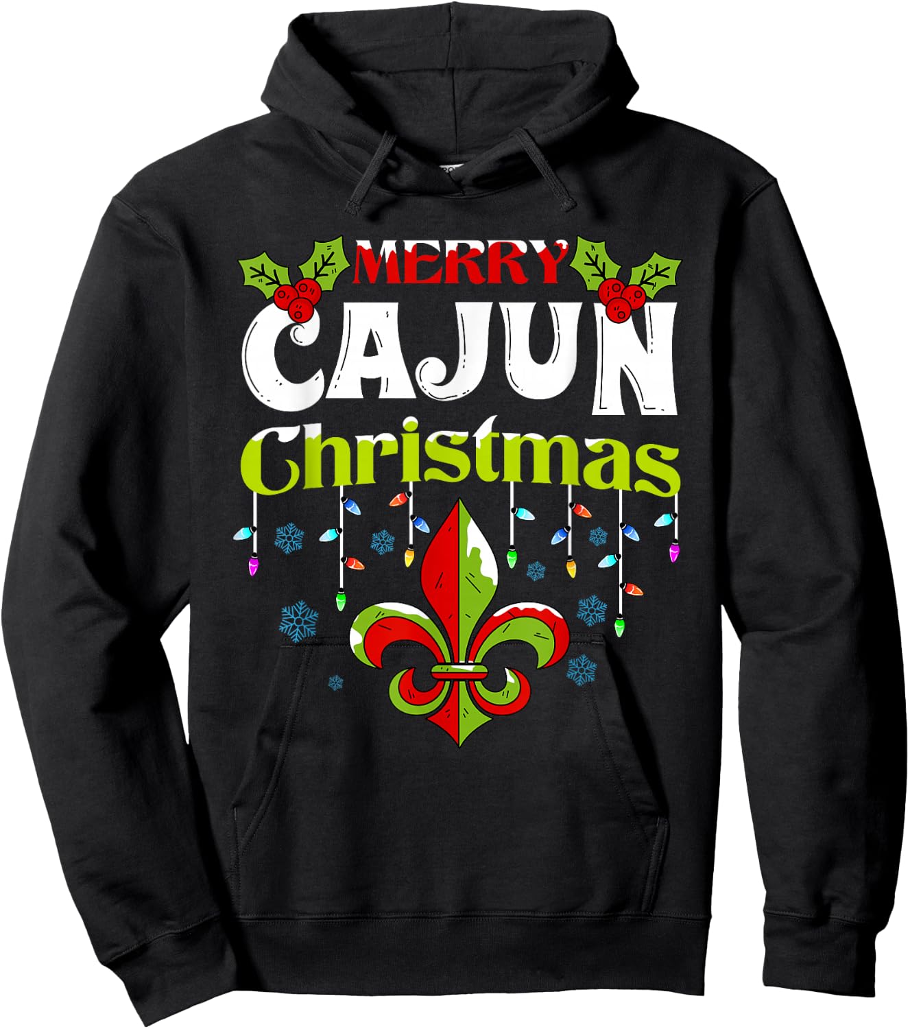 Merry Cajun Christmas-New Orleans Louisiana Bayou Xmas Hoodie - Hoodie | Black