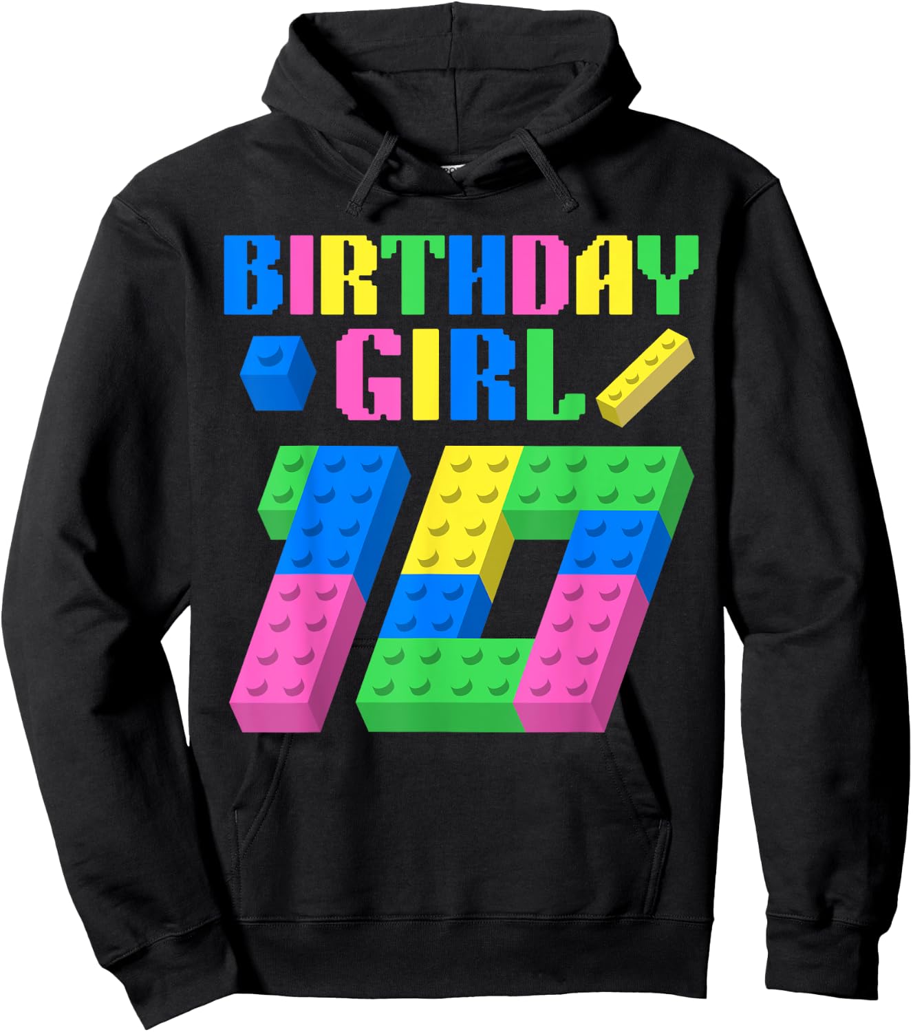 10th Birthday Girl Block Building 10 Year Old Master Builder Hoodie - Hoodie | Black