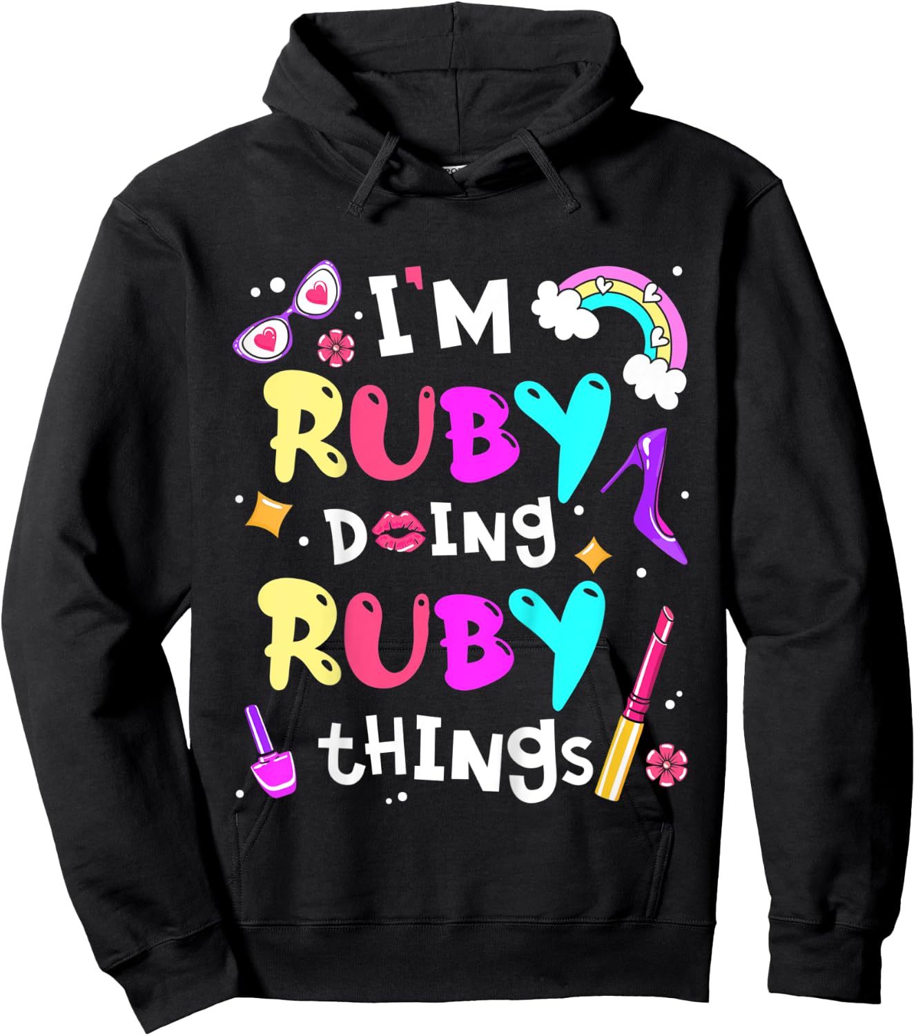 Kids I'm Ruby Doing Ruby Things Cute Girls Personalized Name Hoodie - Hoodie | Black