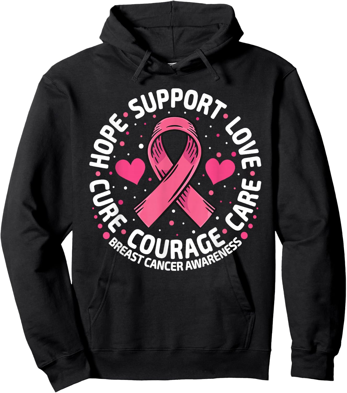 Breast Cancer Support Pink Ribbon Breast Cancer Awareness Hoodie - Hoodie | Black