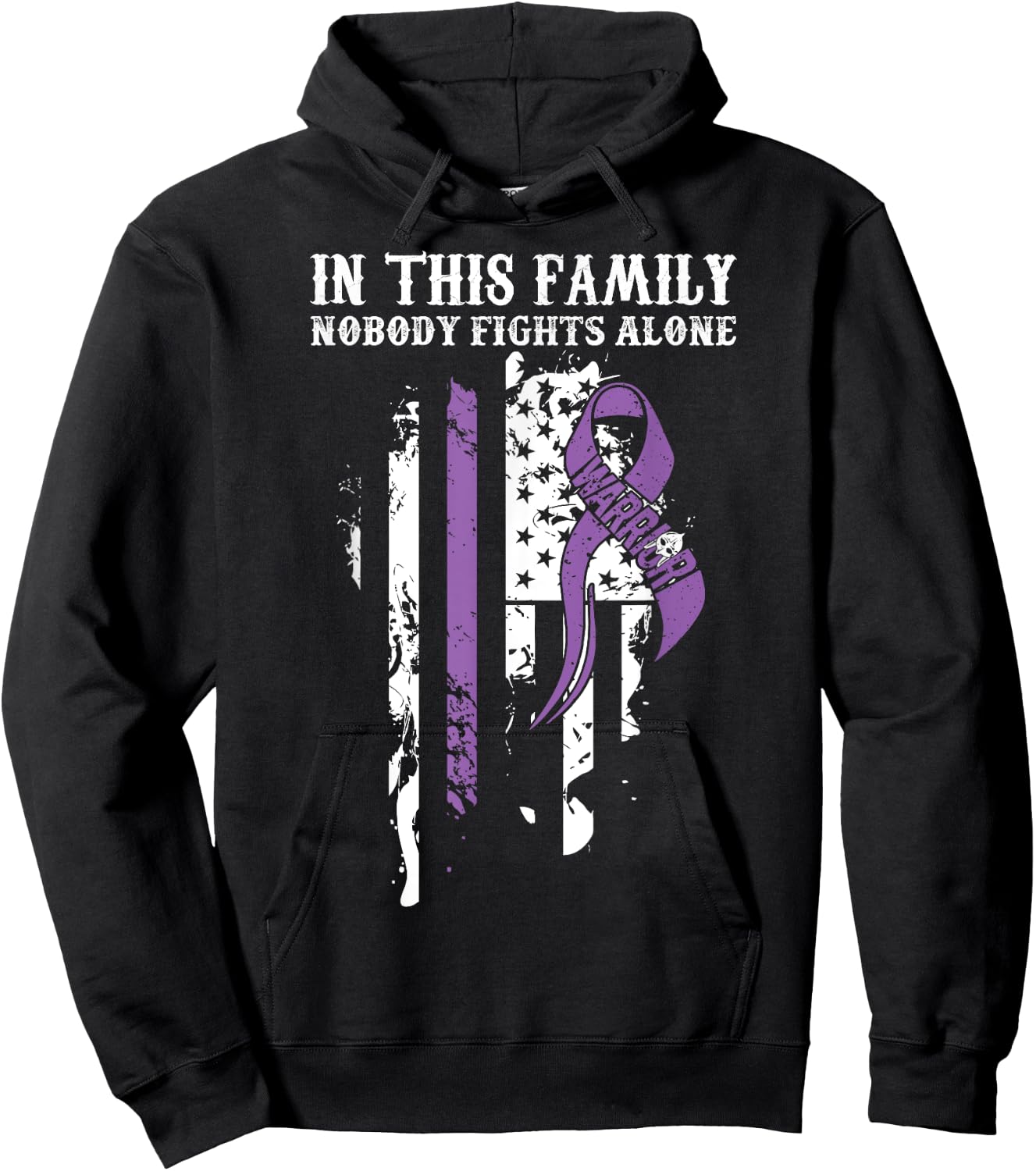 Nobody Alone- Vulvar Cancer Awareness Supporter Ribbon Hoodie - Hoodie | Black