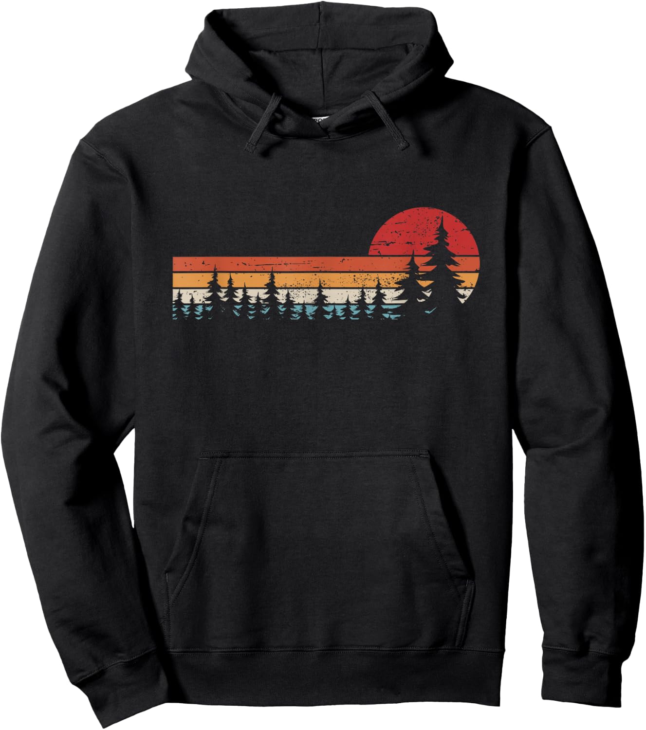 Trees Wildlife Nature Retro Forest Hoodie - Hoodie | Black