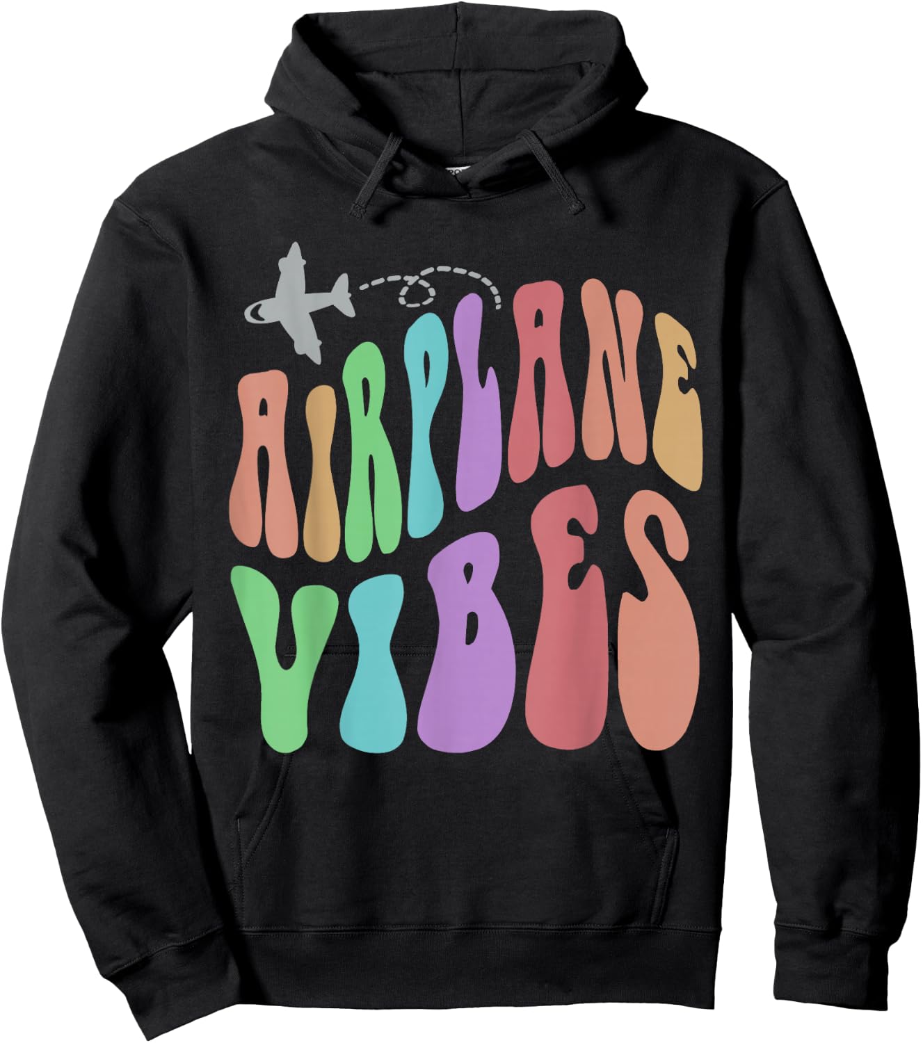 Groovy AIRPLANE VIBES Travel Mode Pilot Crew Retro Vacation Hoodie - Hoodie | Black