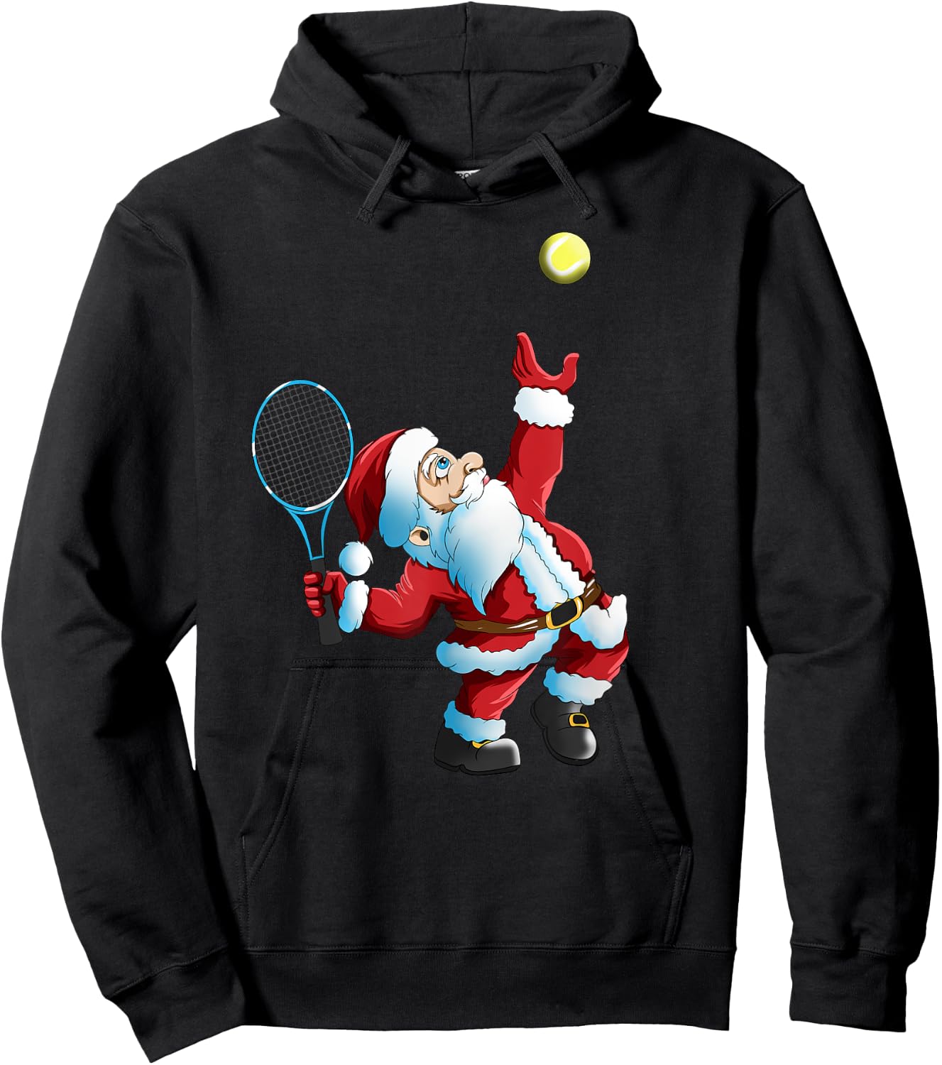 Christmas Santa Claus Tennis Game Tennis Racket Hoodie - Hoodie | Black
