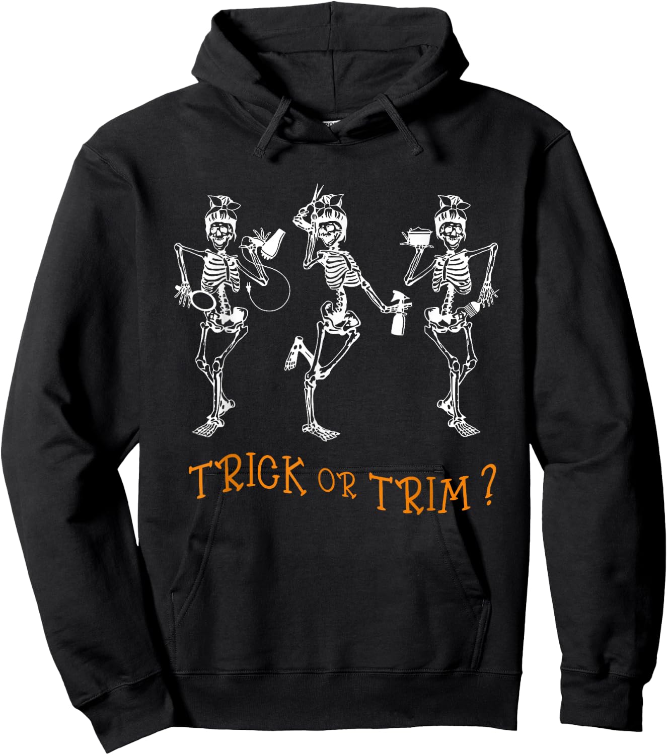 Dancing Skeleton Hairdresser Trick Or Trim Hairstylist Funny Hoodie - Hoodie | Black