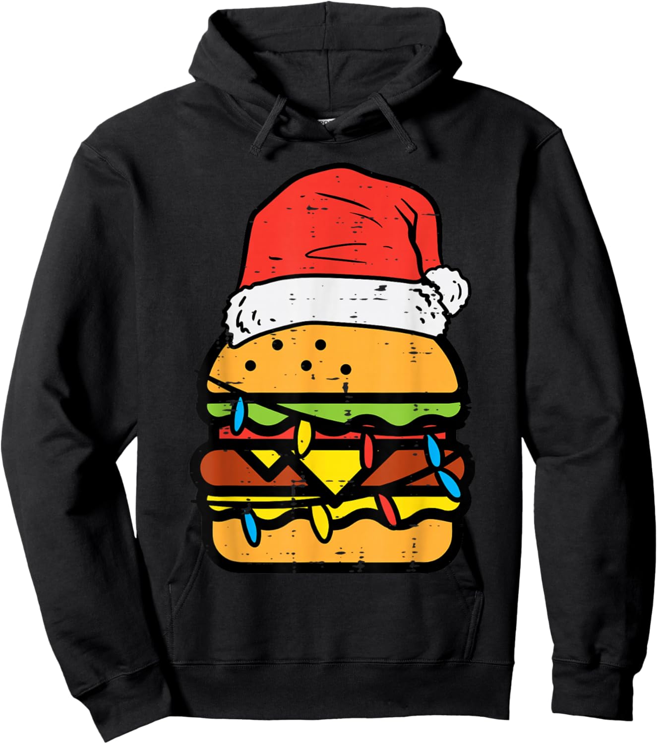 Christmas Burger Santa Funny Xmas Food Lover Men Women Kids Hoodie - Hoodie | Black