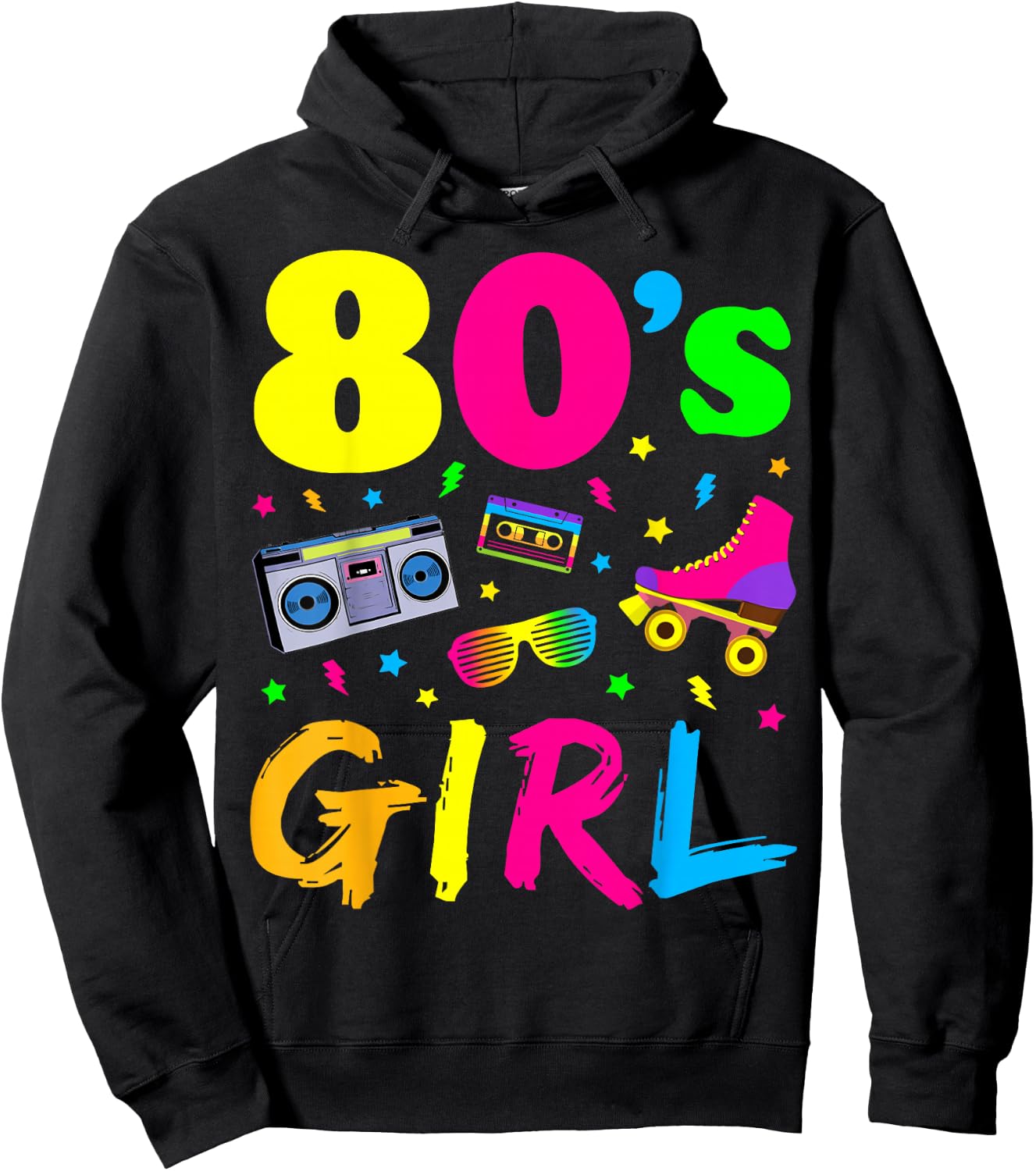 80's Girl Birthday Party Costume Retro Vintage Gift Women Hoodie - Hoodie | Black