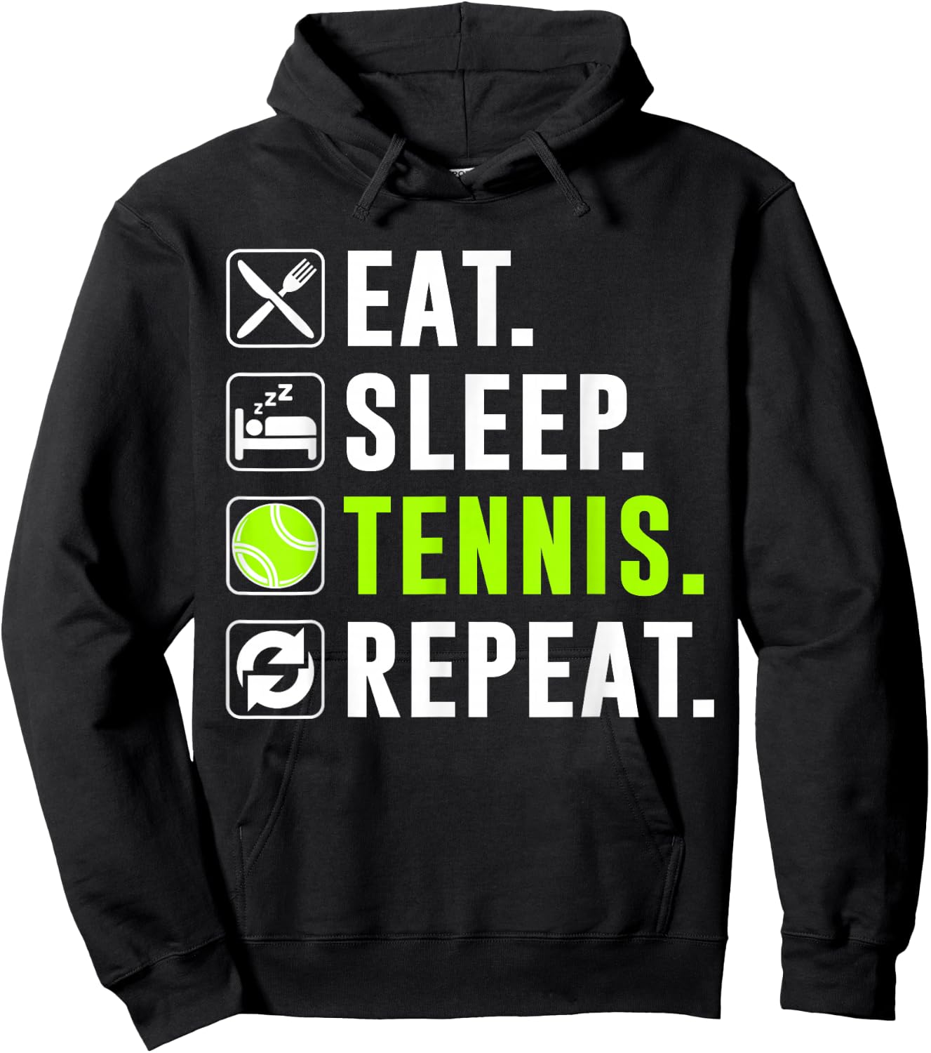 Eat Sleep Tennis Repeat Funny Tennis Player Hoodie - Hoodie | Black