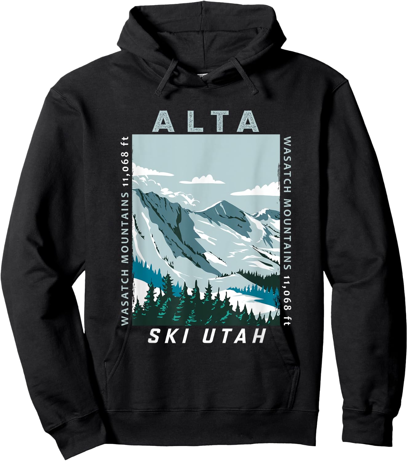 Alta Ski Area Utah Distressed Vintage Hoodie - Hoodie | Black