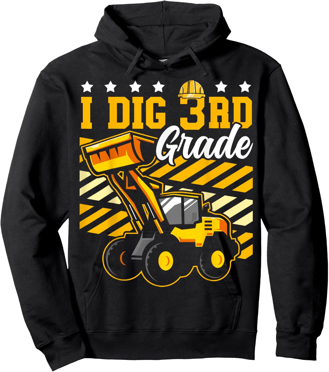 I Dig 3rd Grade Bulldozer Funny Construction Back to School Hoodie - Hoodie | Black