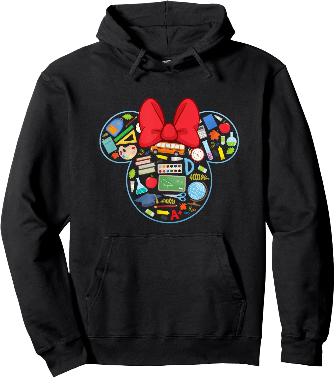 Disney Minnie Mouse Back to School Supplies Face Outline Hoodie - Hoodie | Black
