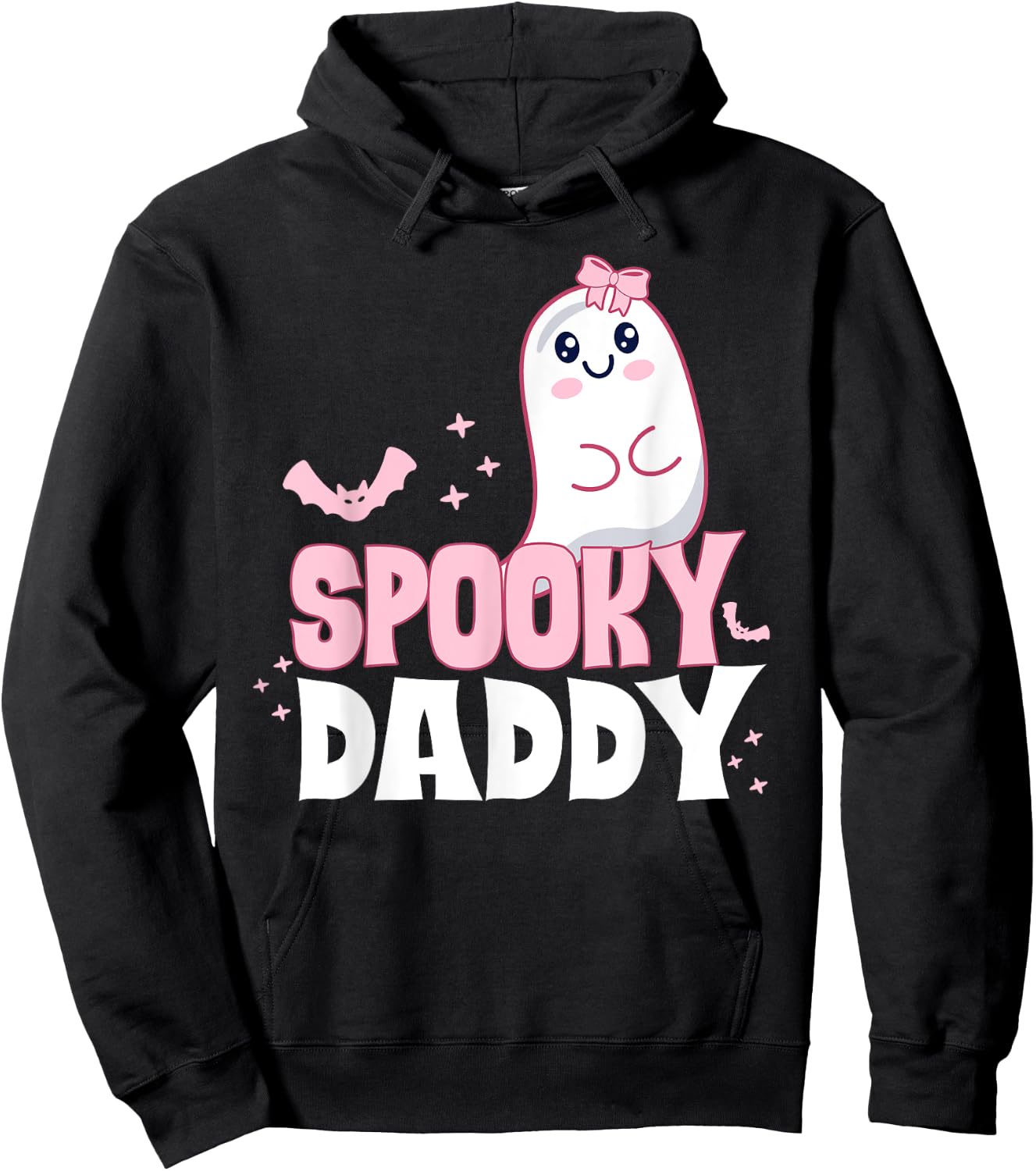 Spooky Daddy Family Cute Pink White Ghost Boo Halloween Hoodie - Hoodie | Black