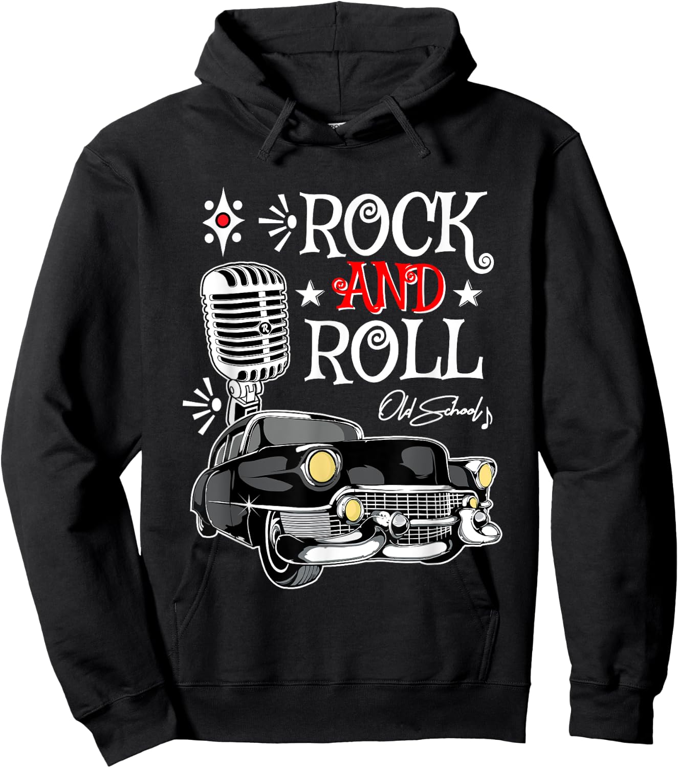 1950s Retro Rockabilly 50s Sock Hop Greaser Rock and Roll Hoodie - Hoodie | Black
