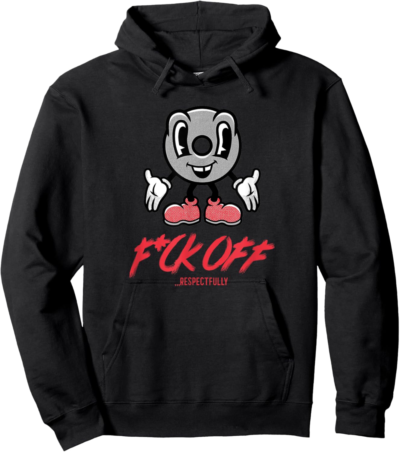 Fuck Off Respectfully Funny Graphic Cartoon Gym Hoodie - Hoodie | Black