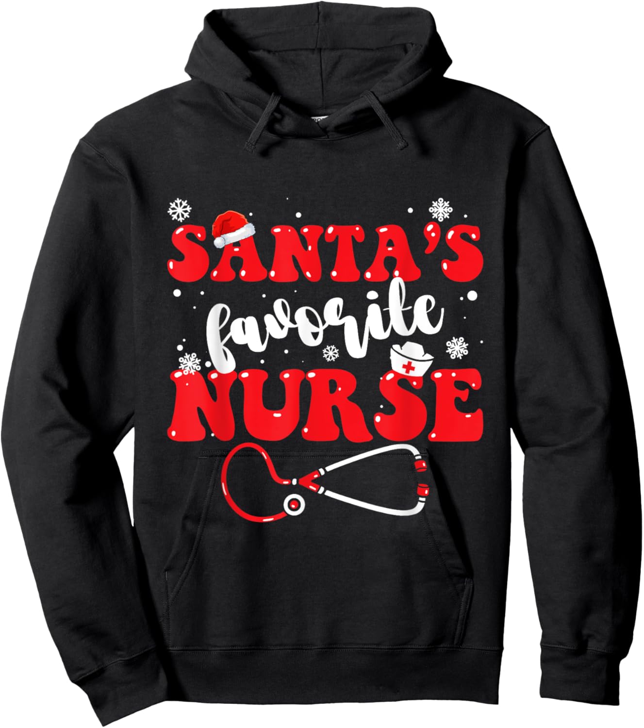 Santa's Favorite Nurse Christmas Hoodie - Hoodie | Black