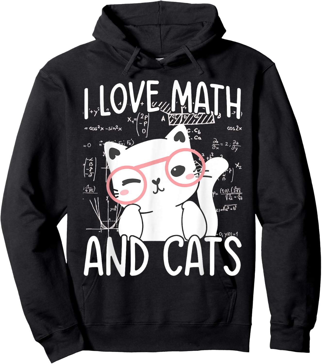 I Love Math And Cats Hoodie - Hoodie | Black