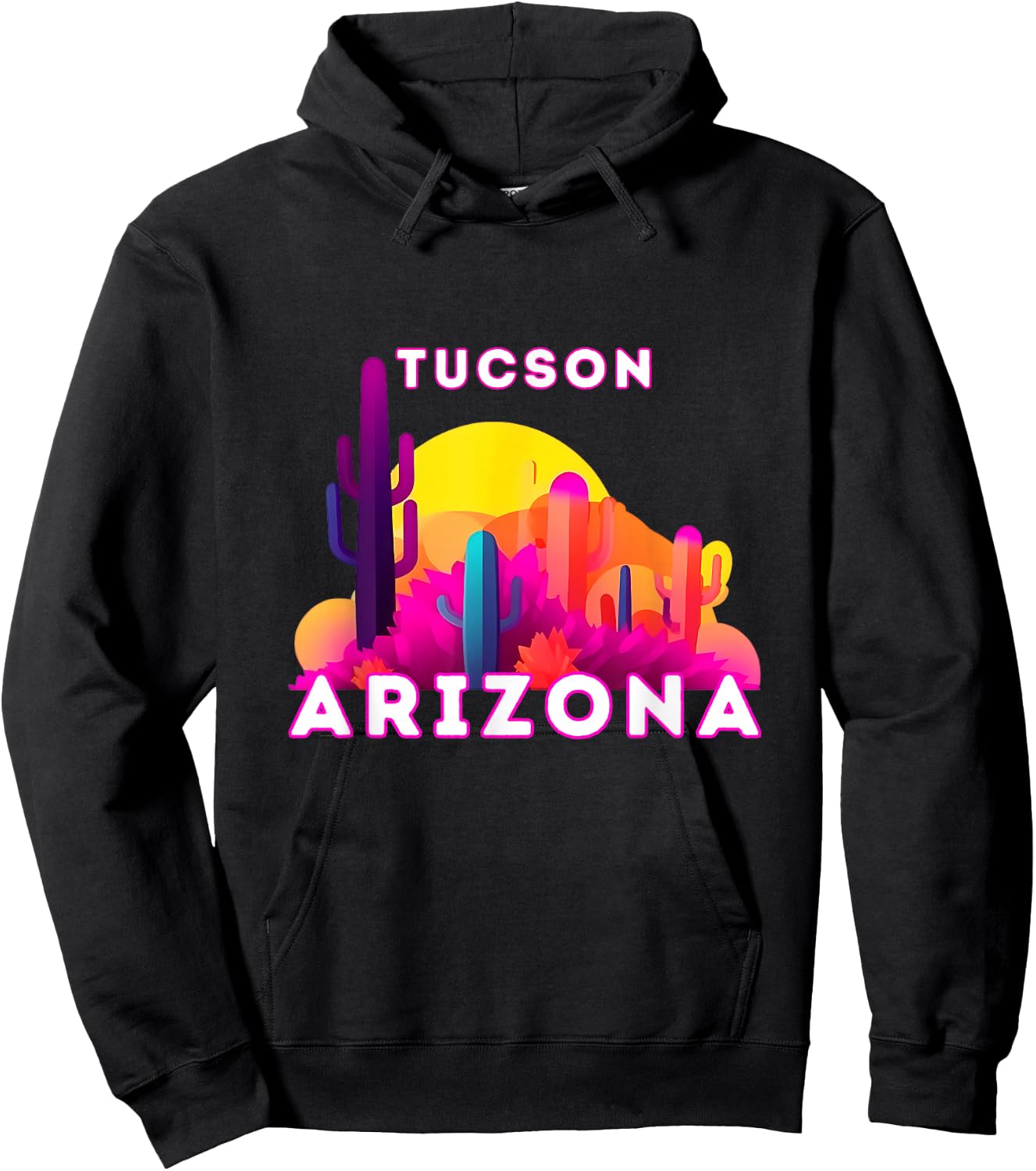 Tucson City Tourist Cactus Desert Arizona Sunset Retro Hoodie - Hoodie | Black