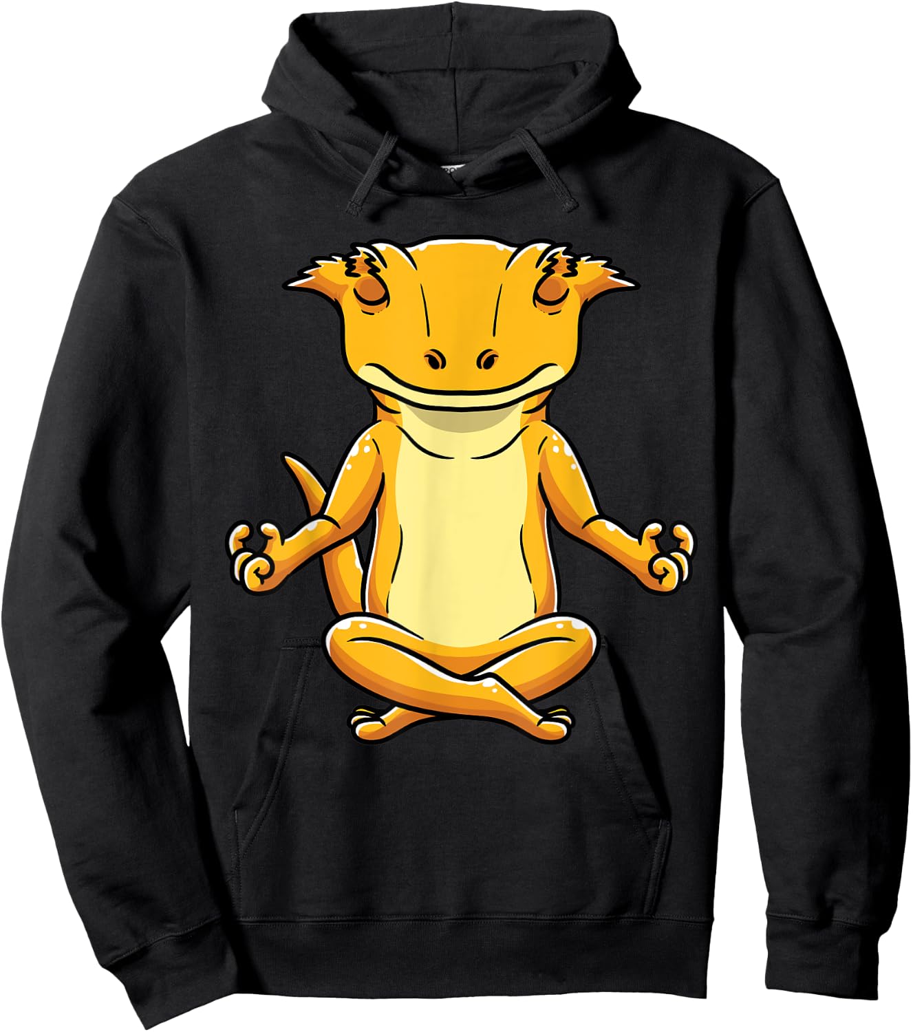 Funny Yoga Crested Gecko Meditating Lizard Reptile Hoodie - Hoodie | Black