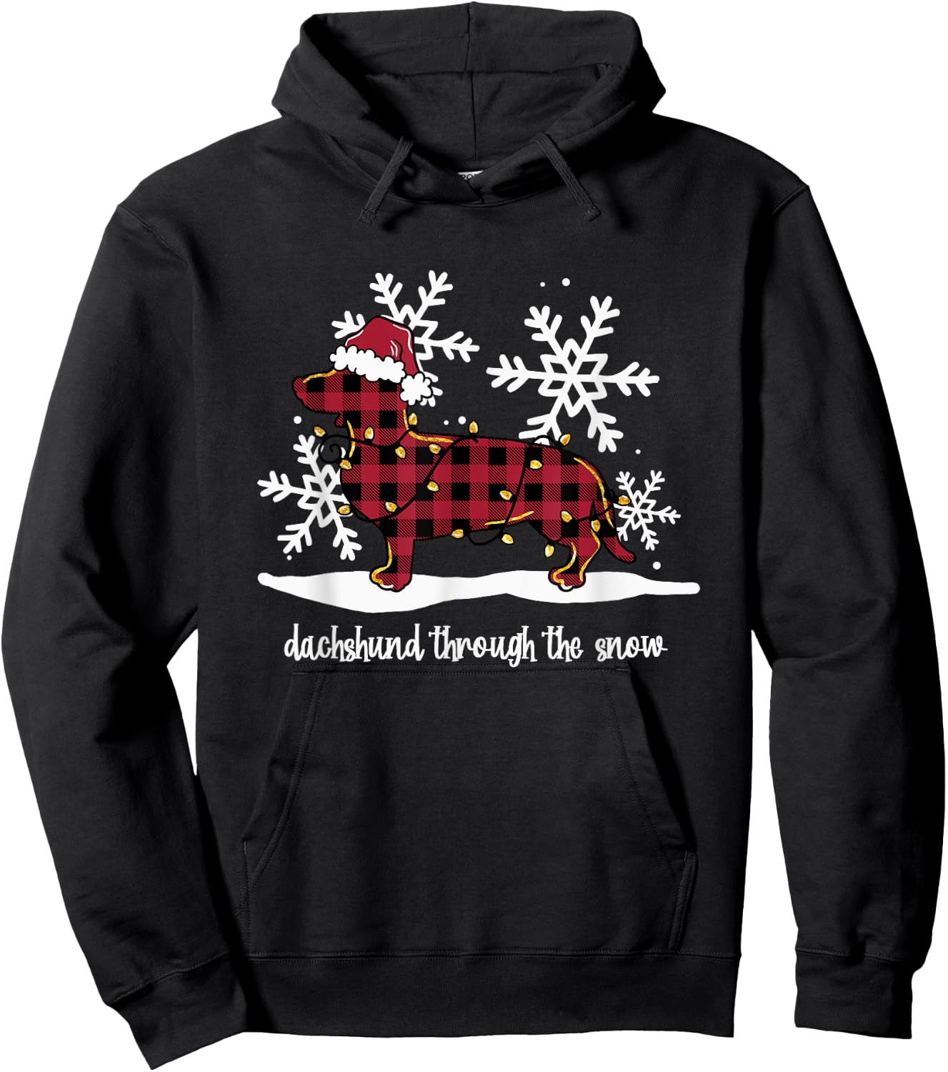 Dachshund Through The White Snow Retro Dachshund Lover Owner Hoodie - Hoodie | Black