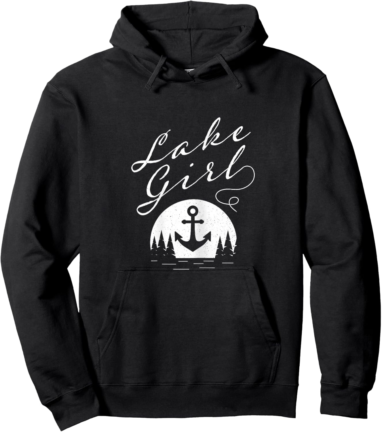 Lake Girl Lakeside Outdoor Nature with Water Trees Anchor Hoodie - Hoodie | Black