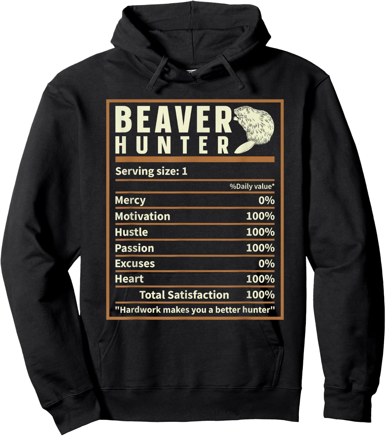 Beaver Hunting Nutrition Facts, Funny Beaver Hunter Hoodie - Hoodie | Black