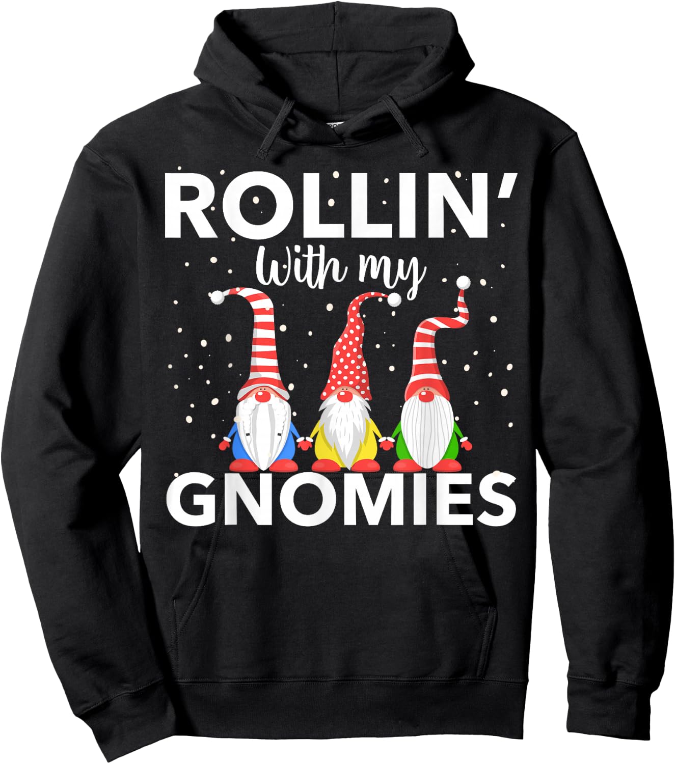Rollin With My Gnomies Women's Christmas Novelty Hoodie - Hoodie | Black