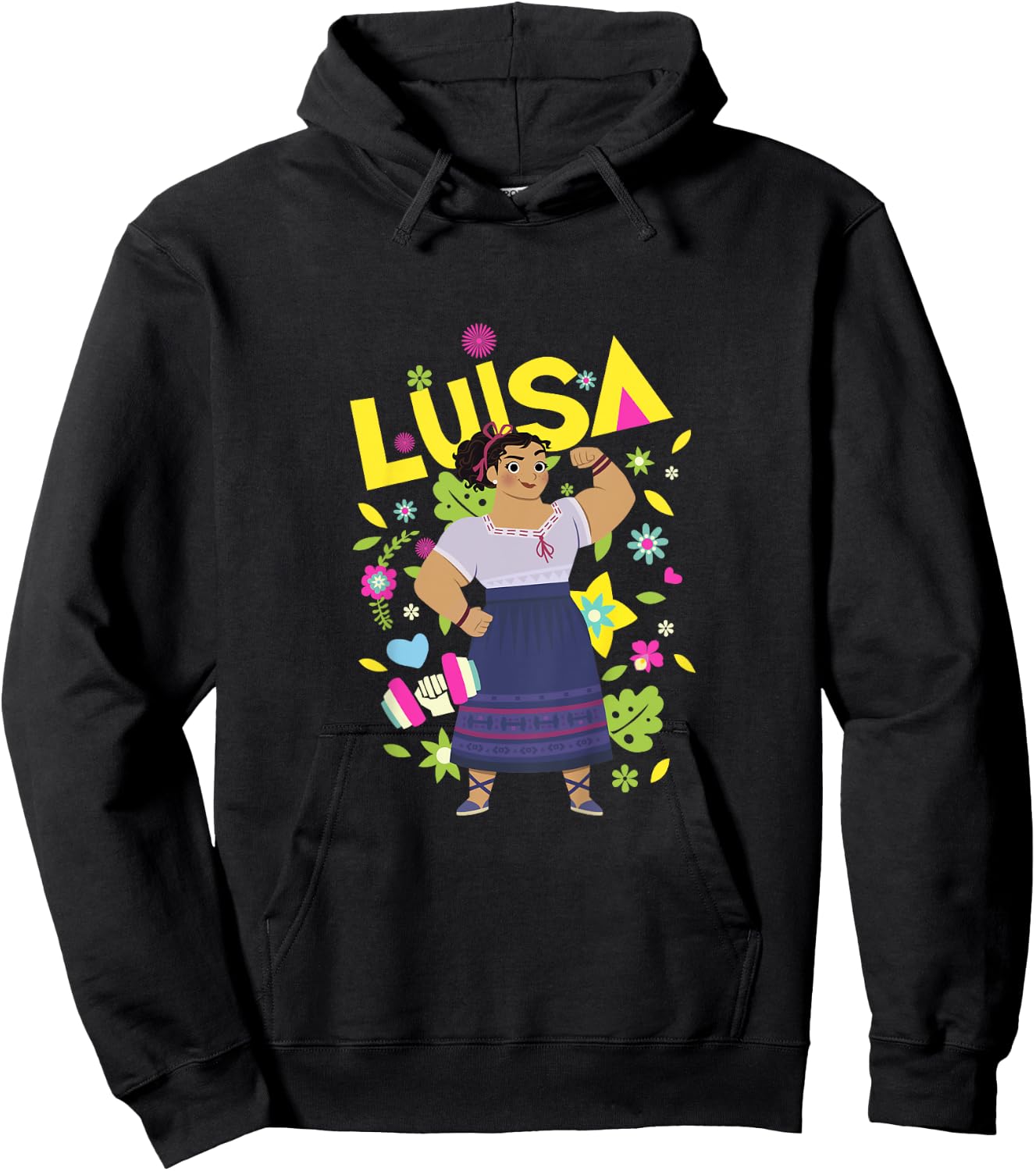 Kids Disney Encanto Luisa Strong Woman Floral Toddler Youth Hoodie - Hoodie | Black