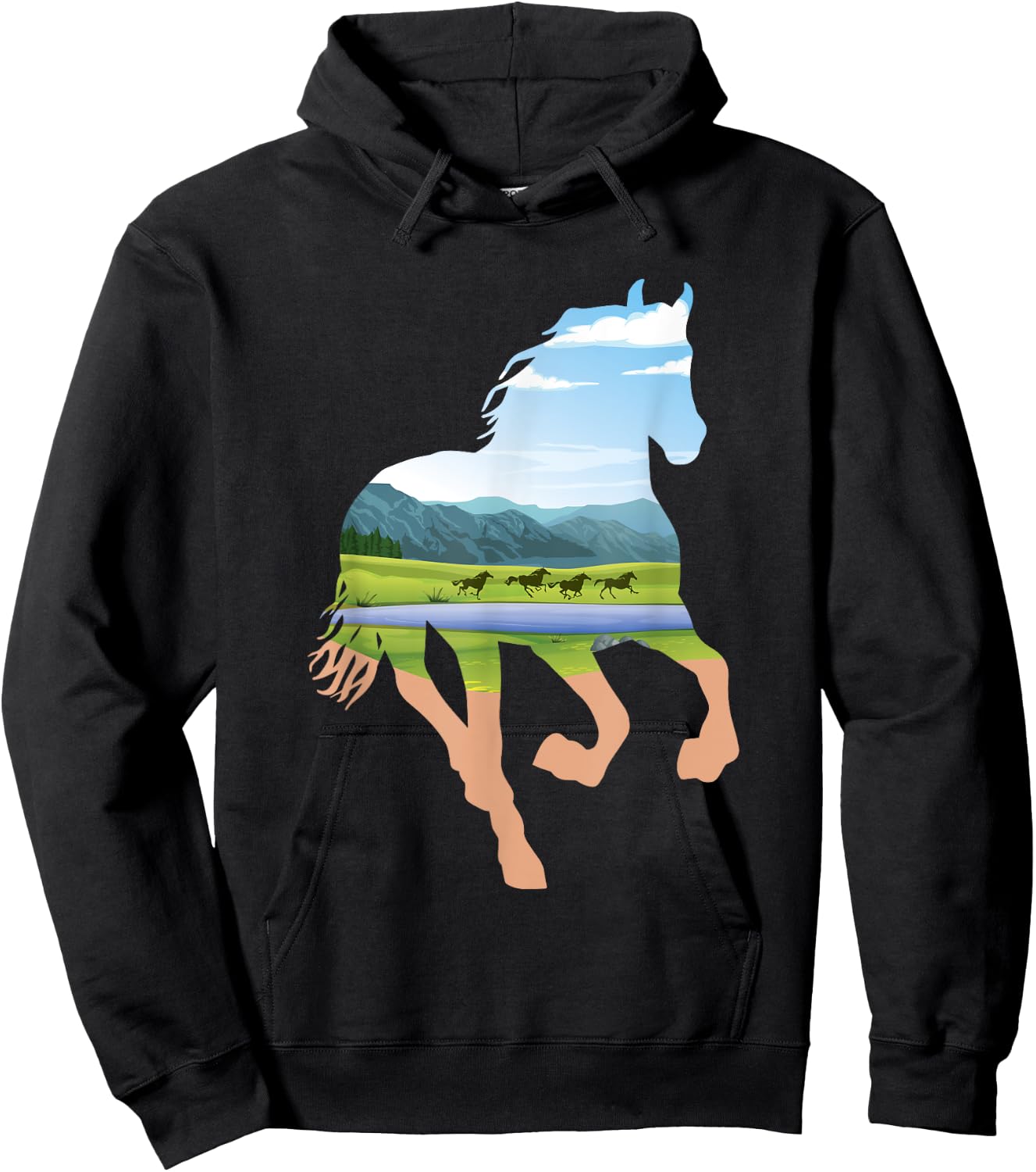 Horse Landscape Design - Horses Lover Equestrian Horseman Hoodie - Hoodie | Black