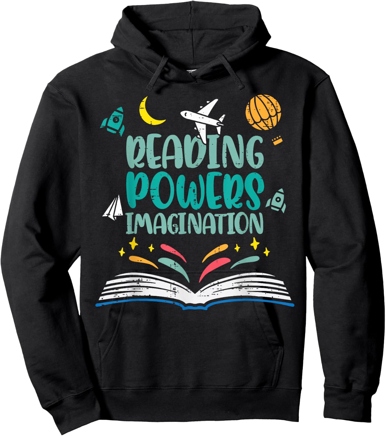 Reading Powers Imagination Cute Teacher Librarian Book Lover Hoodie - Hoodie | Black