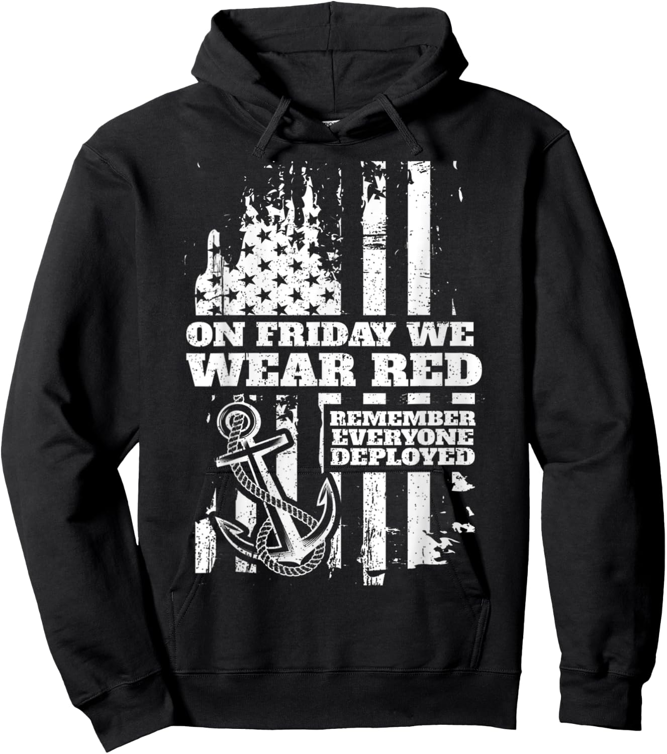 On Friday We Wear Red Friday Military Support troops US Flag Hoodie - Hoodie | Black