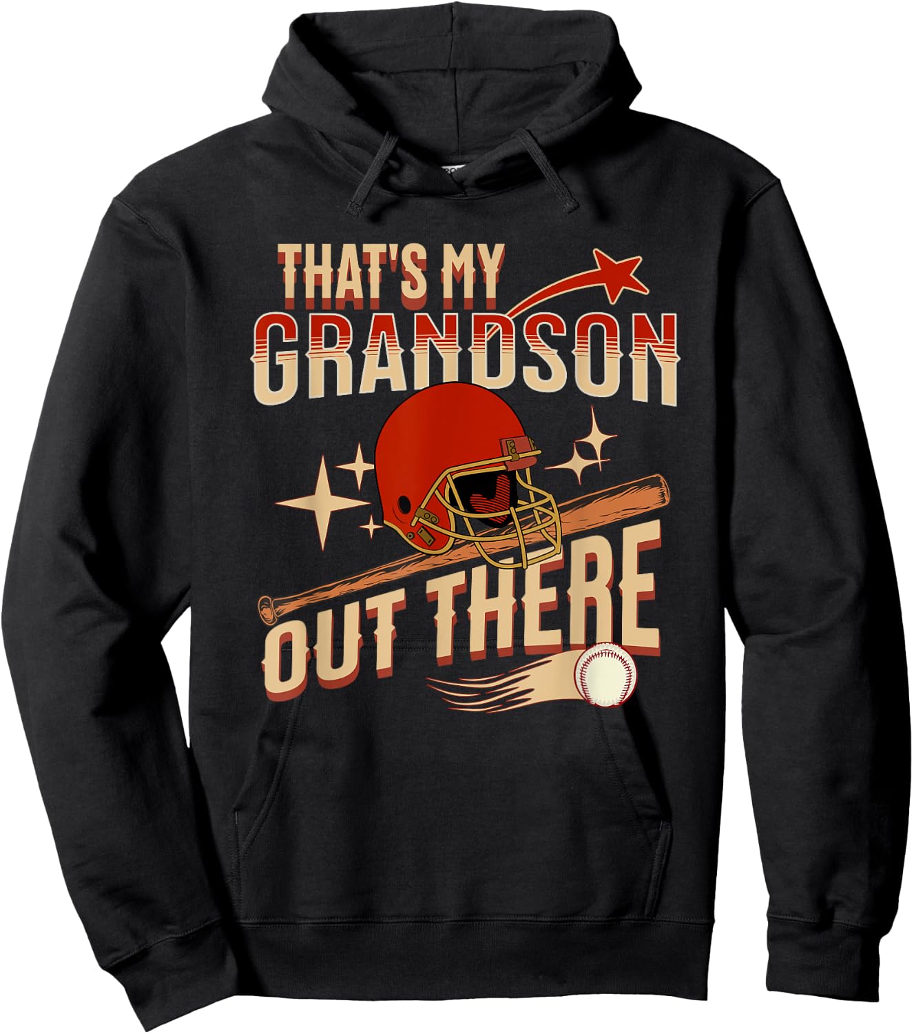 Vintage That's My Grandson Out There Baseball Grandpa Hoodie - Hoodie | Black