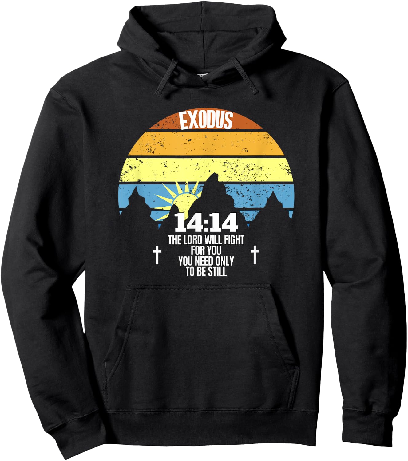 Exodus 14:14 Bible Verse Catholic Quote Vintage Hoodie - Hoodie | Black