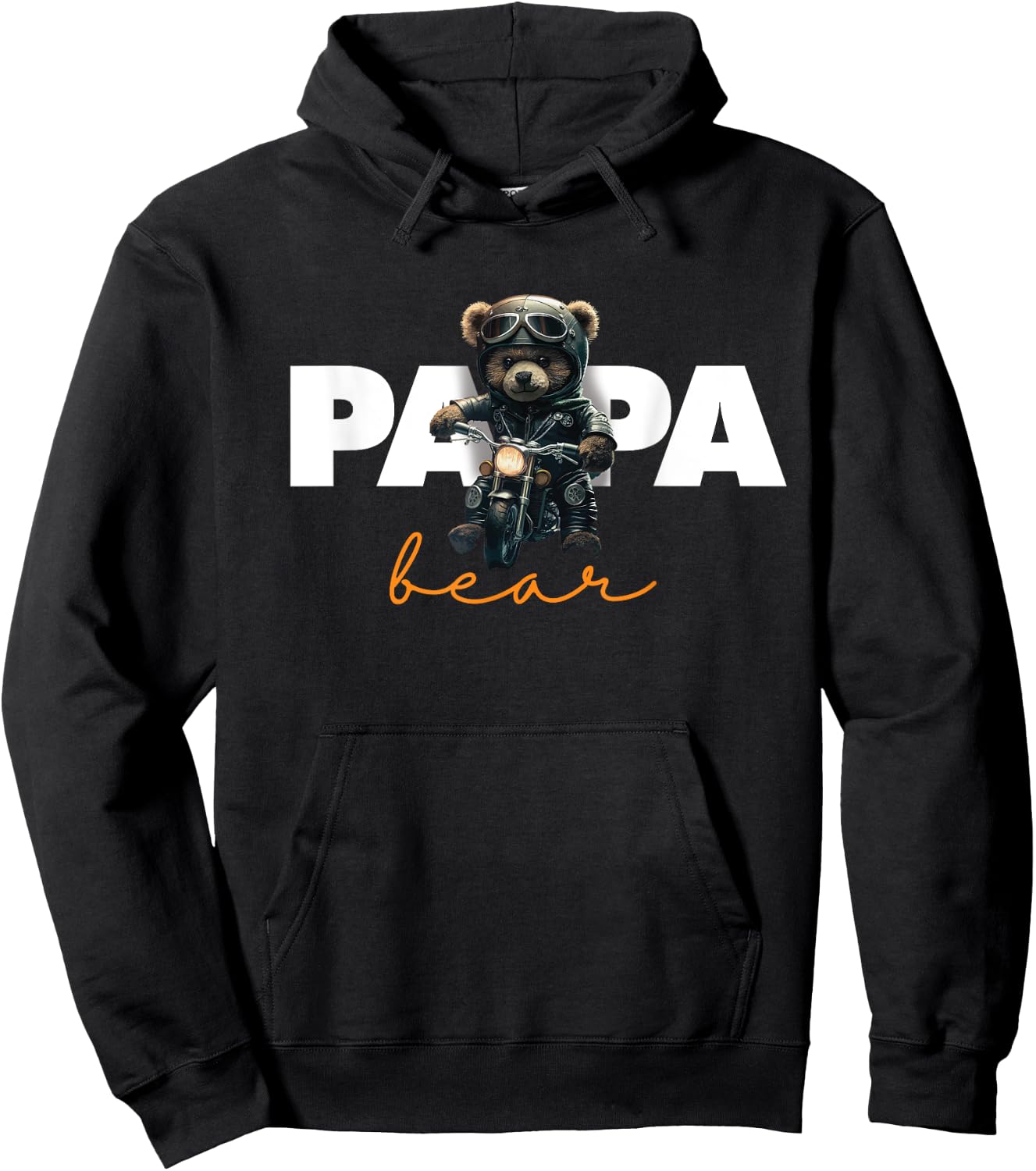 Funny Papa Biker Bear | Motorsport Motorcycle | Father Biker Hoodie - Hoodie | Black