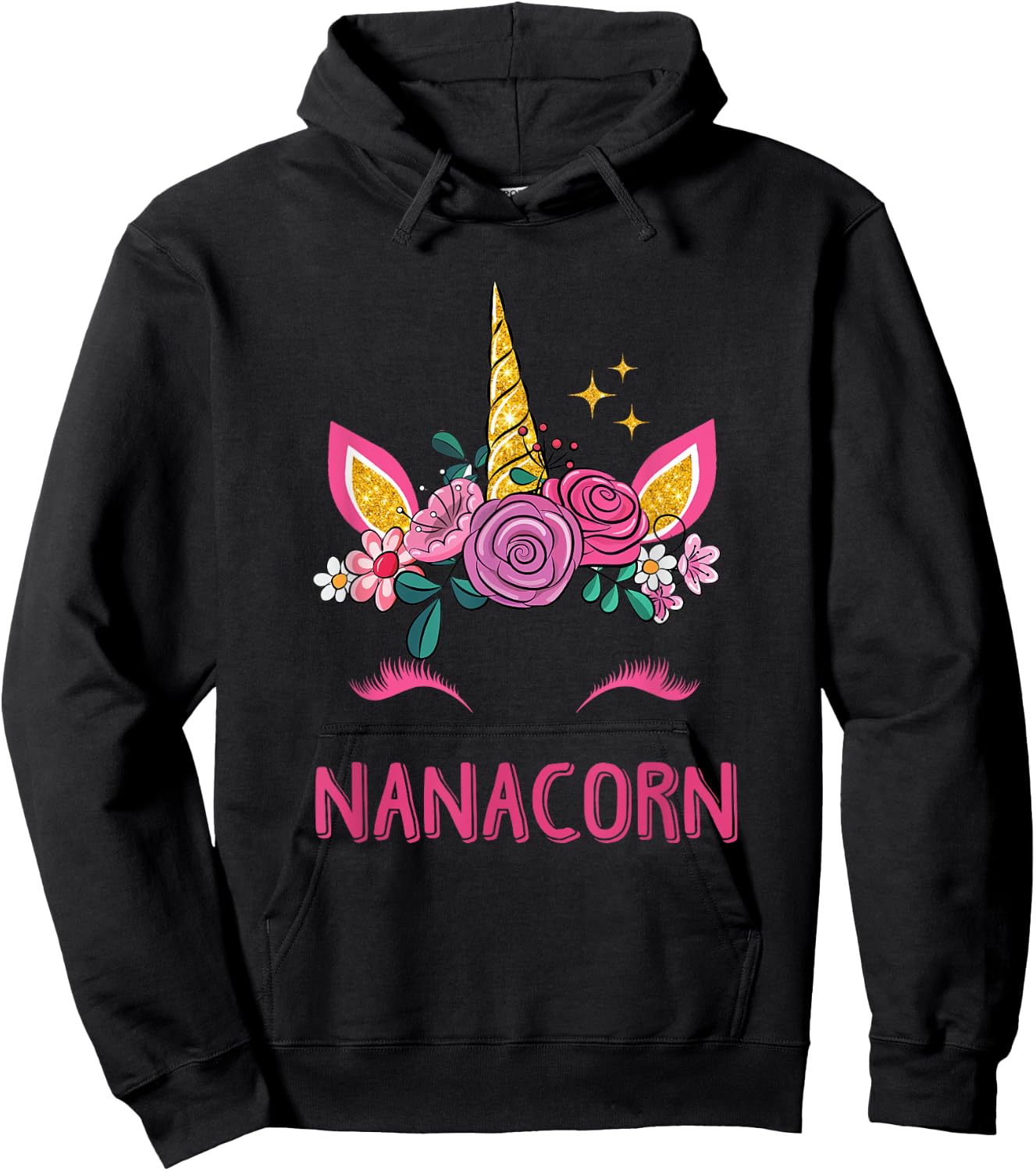 Nanacorn Nana Unicorn Girl Grandma Kids Mother's Day Hoodie - Hoodie | Black